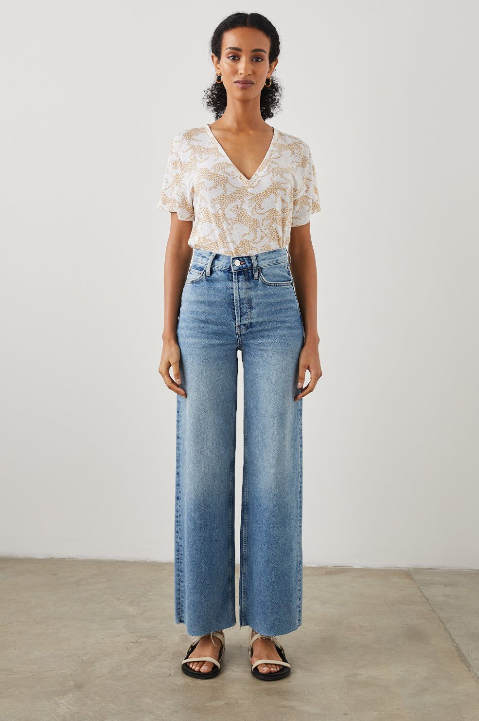 THE CARA V NECK T-SHIRT - GOLD CHEETAH sold by Rails product image thumbnail 3