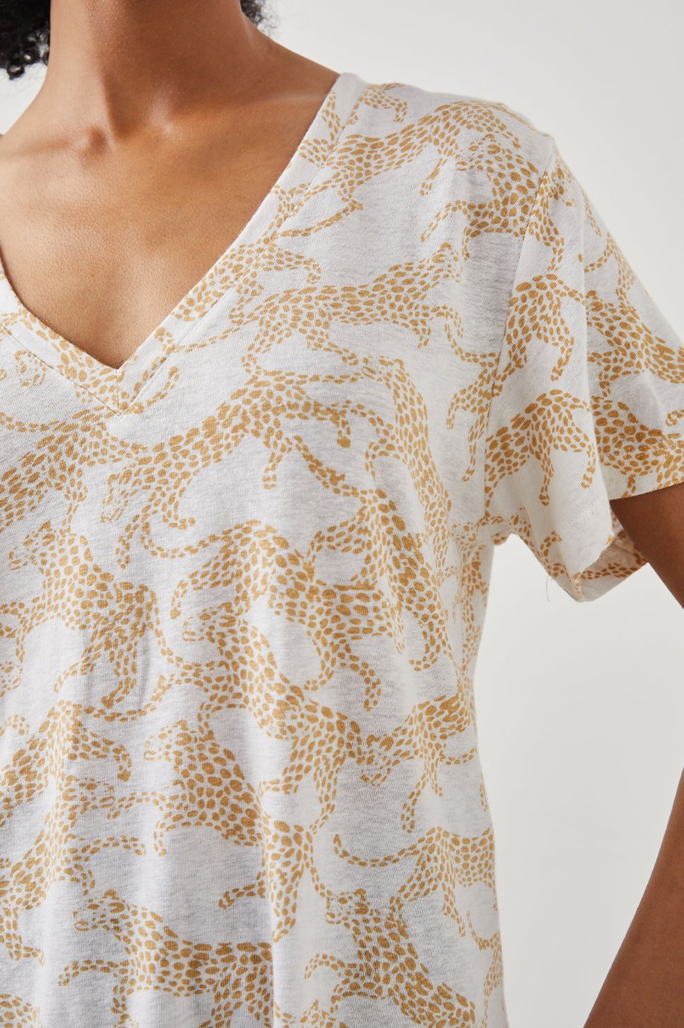 THE CARA V NECK T-SHIRT - GOLD CHEETAH sold by Rails product image thumbnail 2