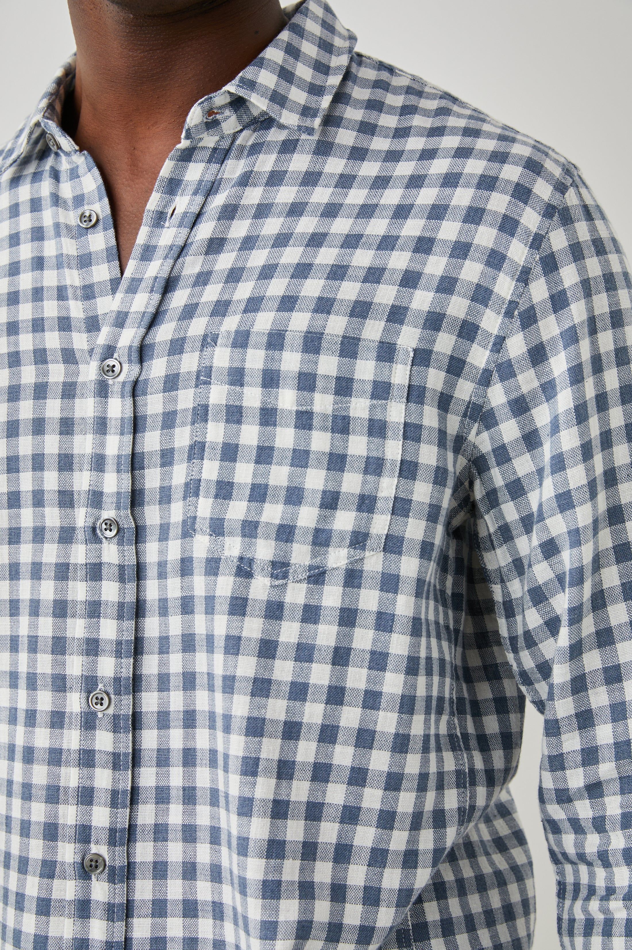 WYATT SHIRT - NAVY GINGHAM MELANGE sold by Rails product image thumbnail 3