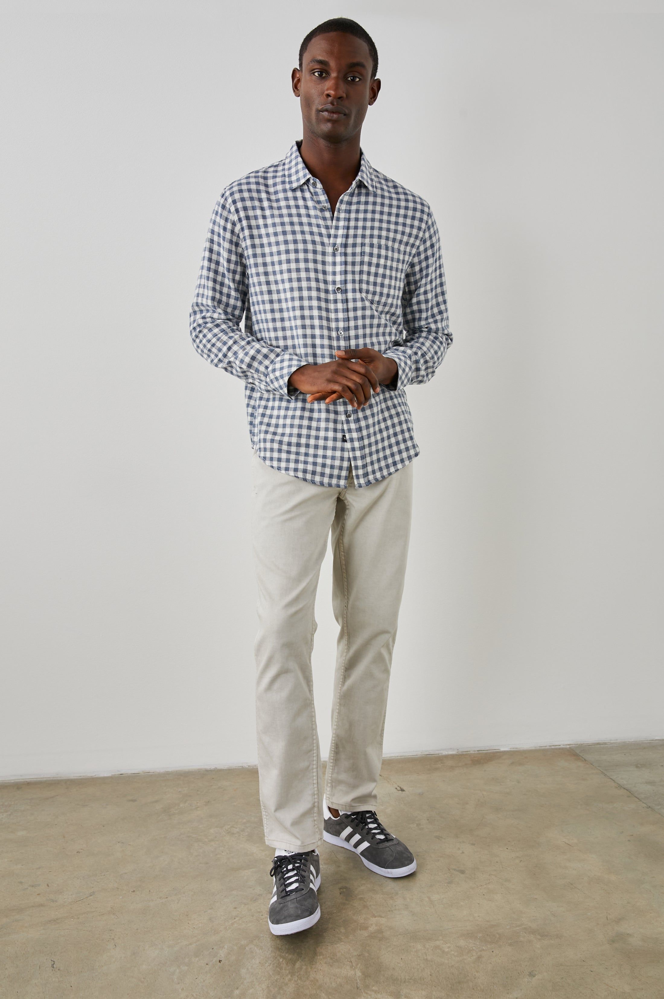WYATT SHIRT - NAVY GINGHAM MELANGE sold by Rails product image thumbnail 2