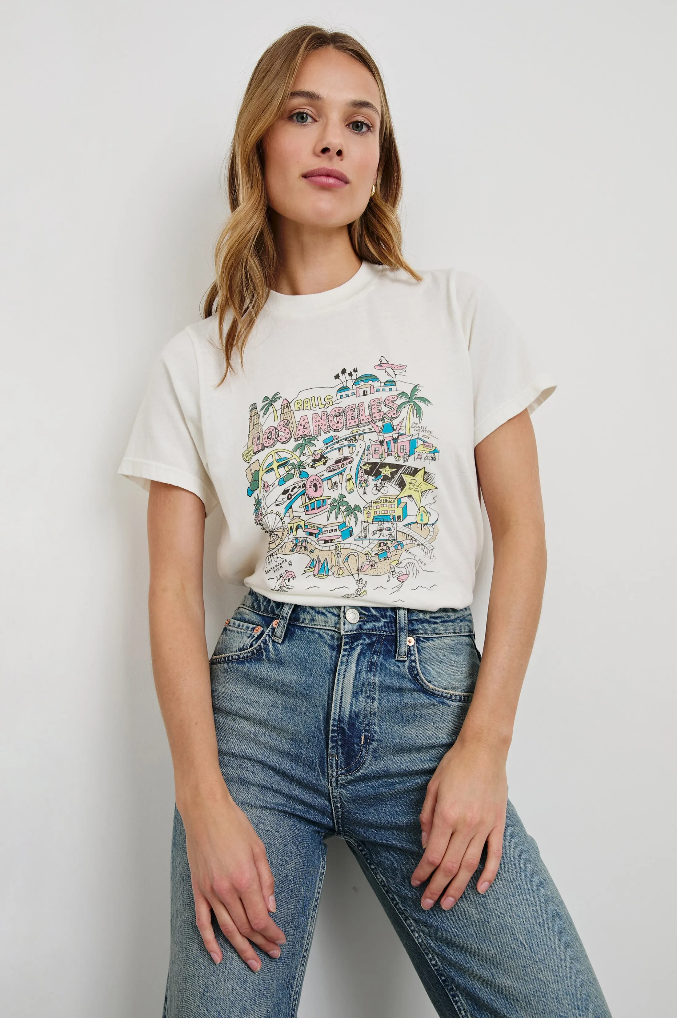 BOYFRIEND T-SHIRT - RAILS LOS ANGELES MAP WHITE sold by Rails