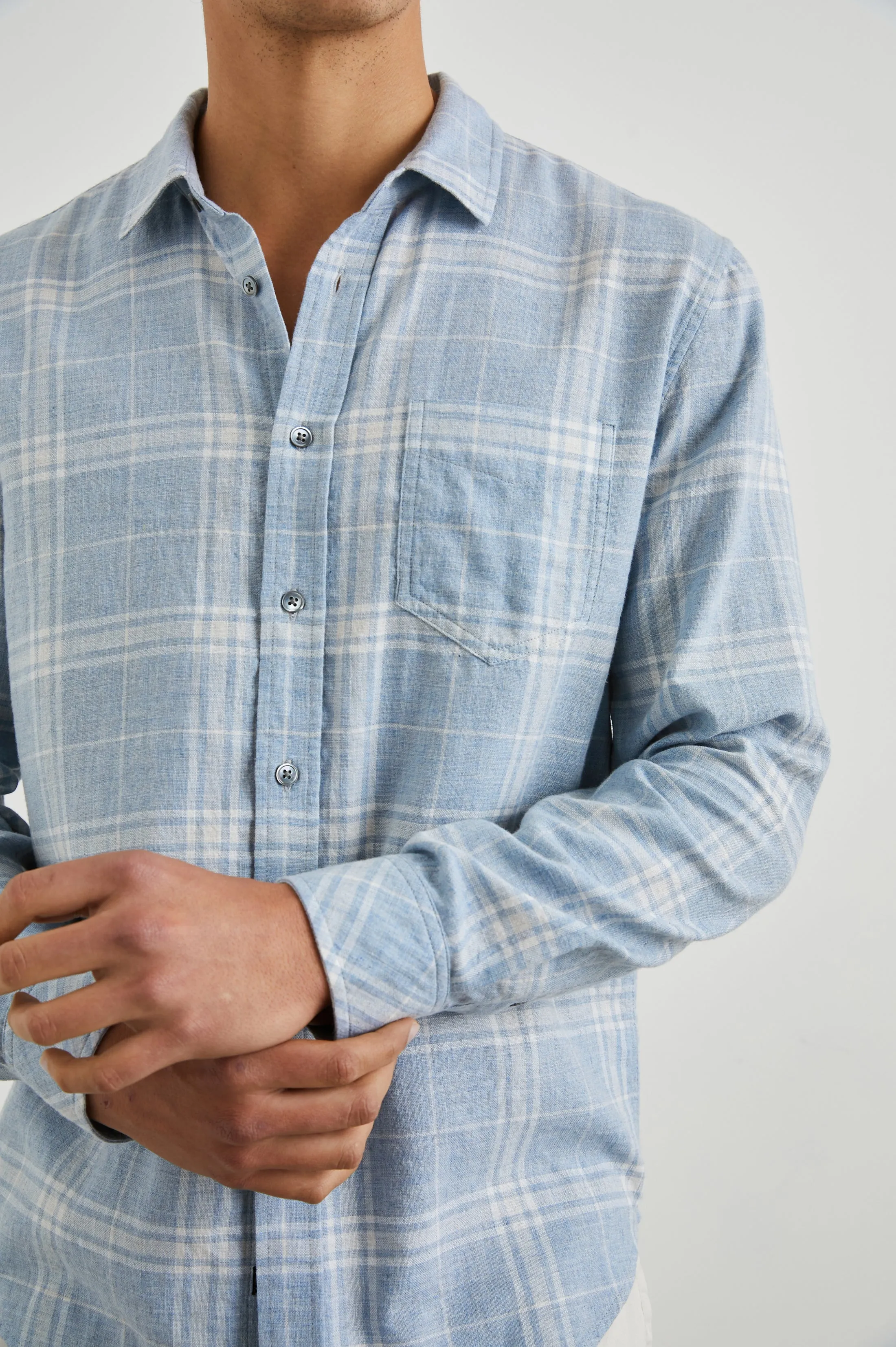 WYATT SHIRT - COBALT ALUMINUM MELANGE sold by Rails product image thumbnail 2