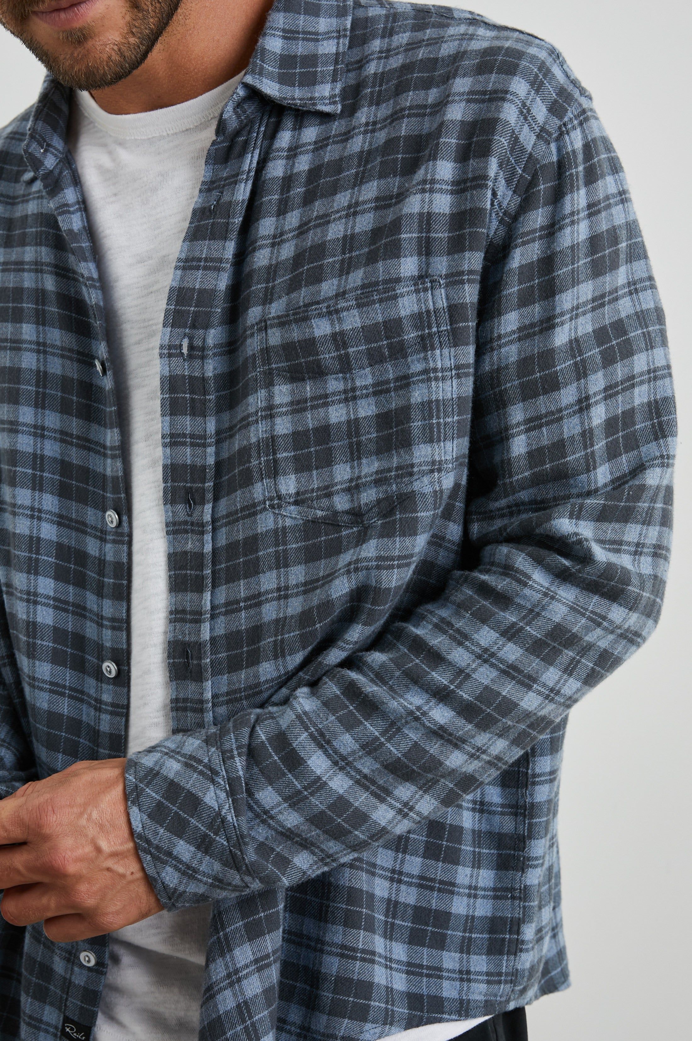 LENNOX SHIRT - OCEAN MELANGE sold by Rails product image thumbnail 2