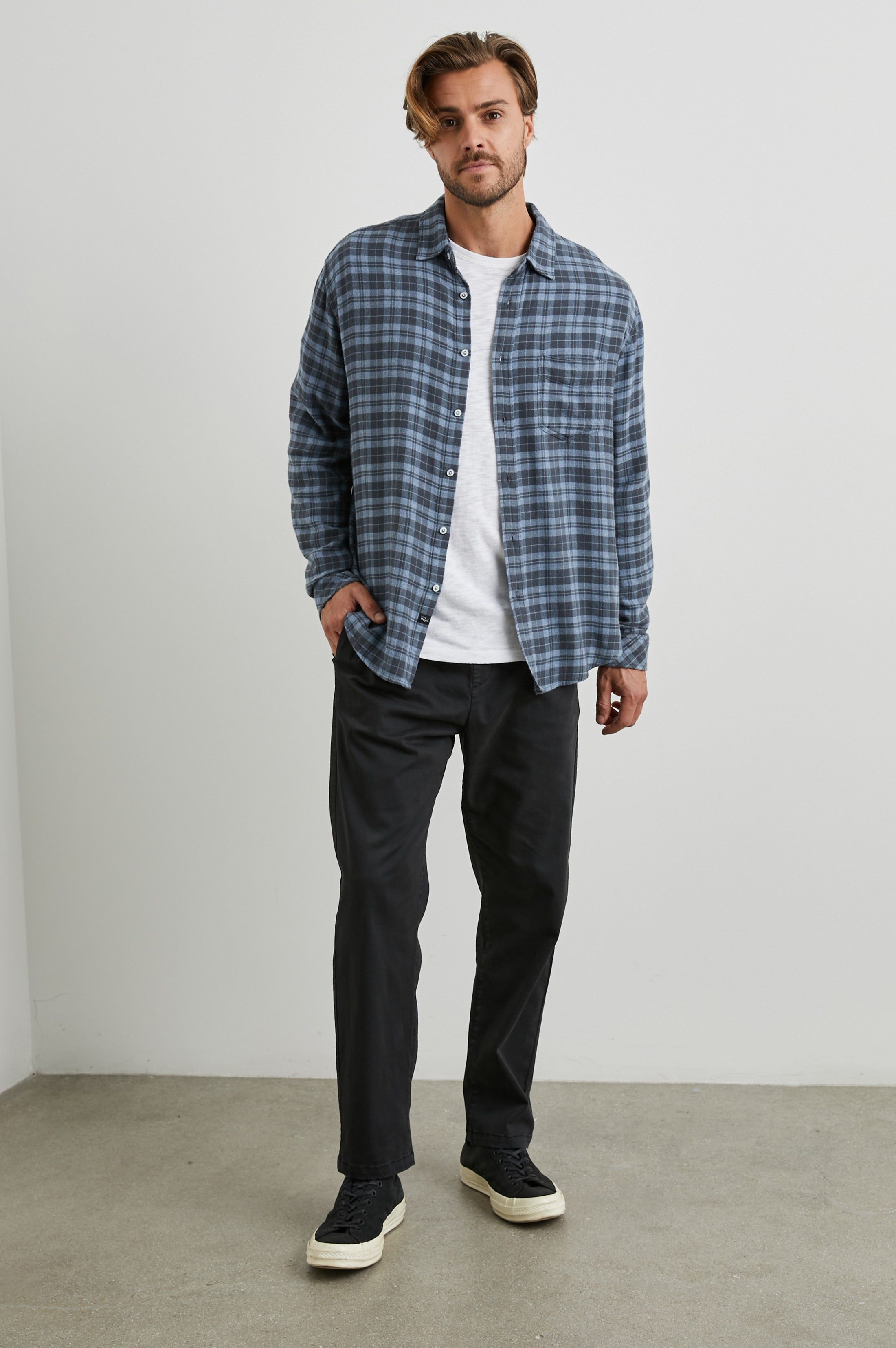 LENNOX SHIRT - OCEAN MELANGE sold by Rails product image thumbnail 3