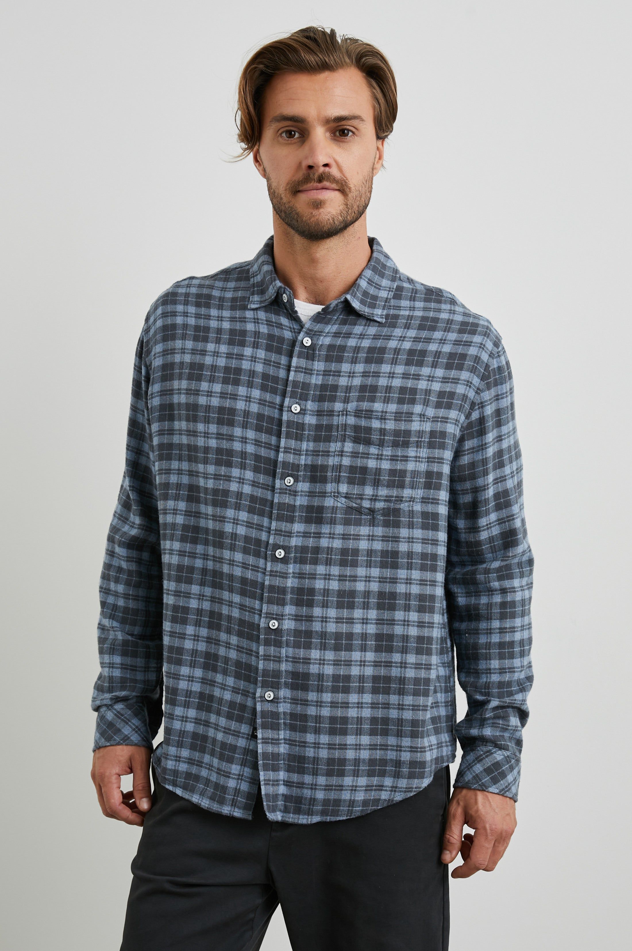 LENNOX SHIRT - OCEAN MELANGE sold by Rails