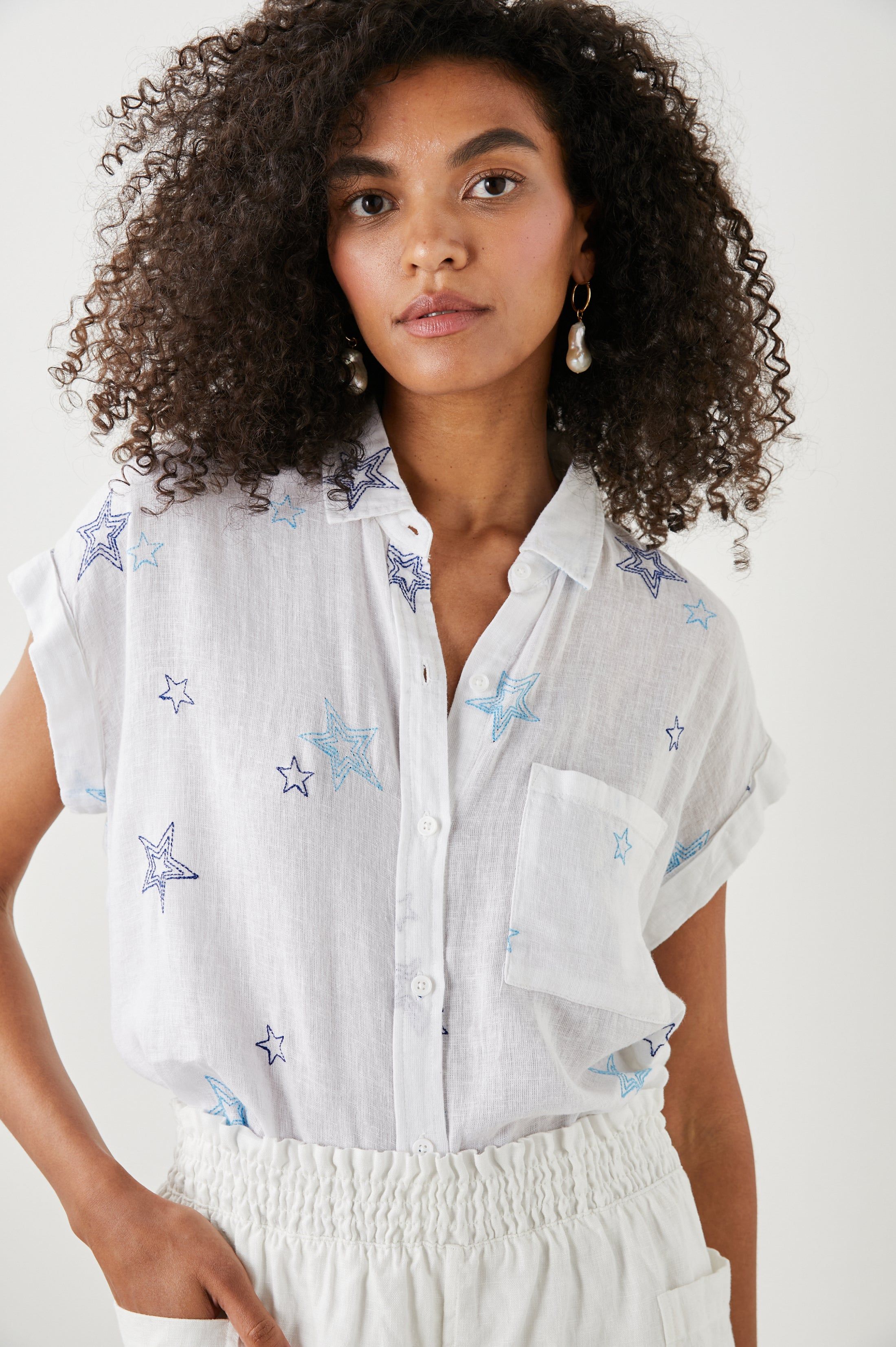 WHITNEY SHIRT - NAVY STITCHED STARS sold by Rails product image thumbnail 3