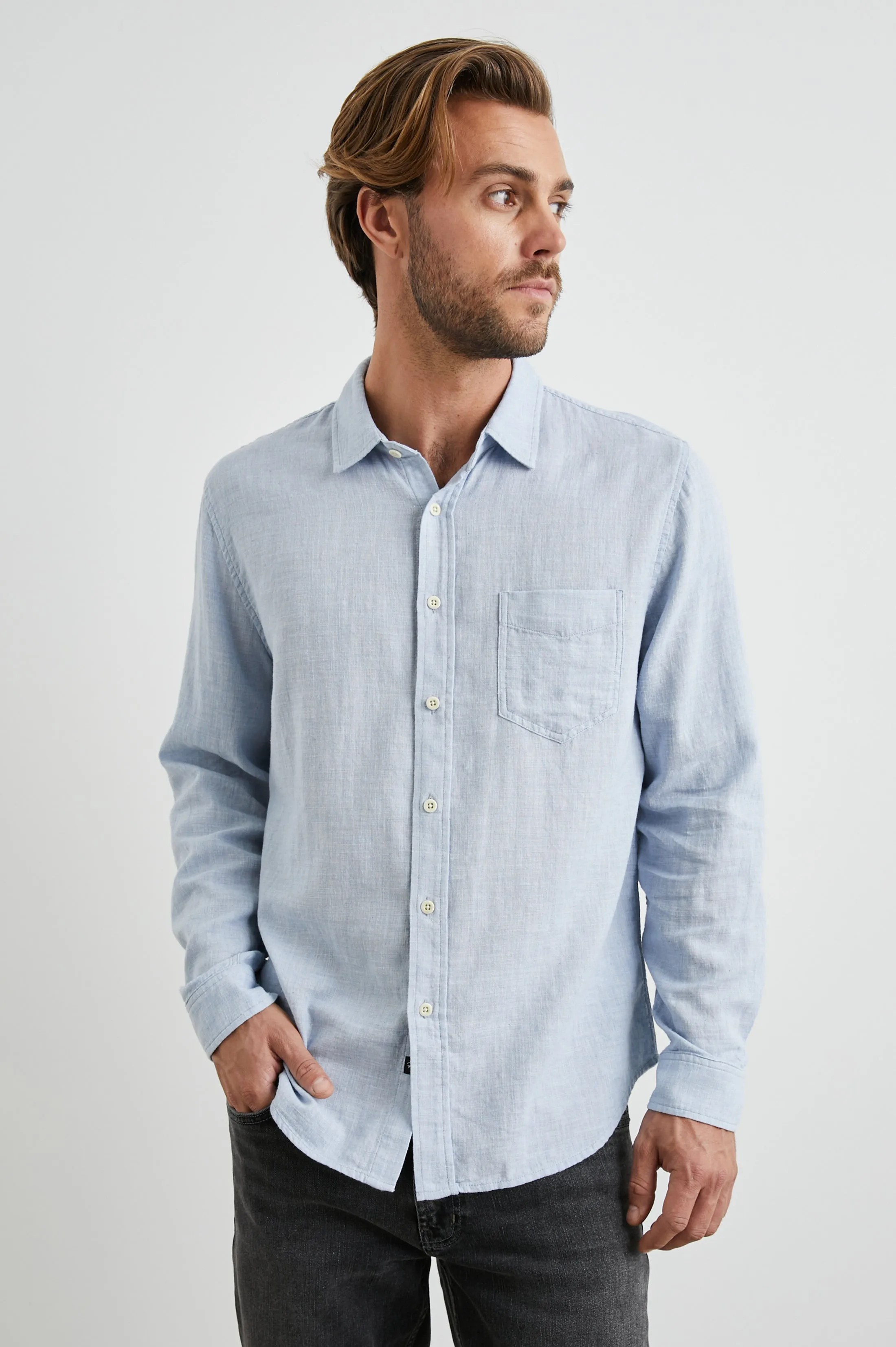 WYATT SHIRT - BLUE MELANGE sold by Rails product image thumbnail 4