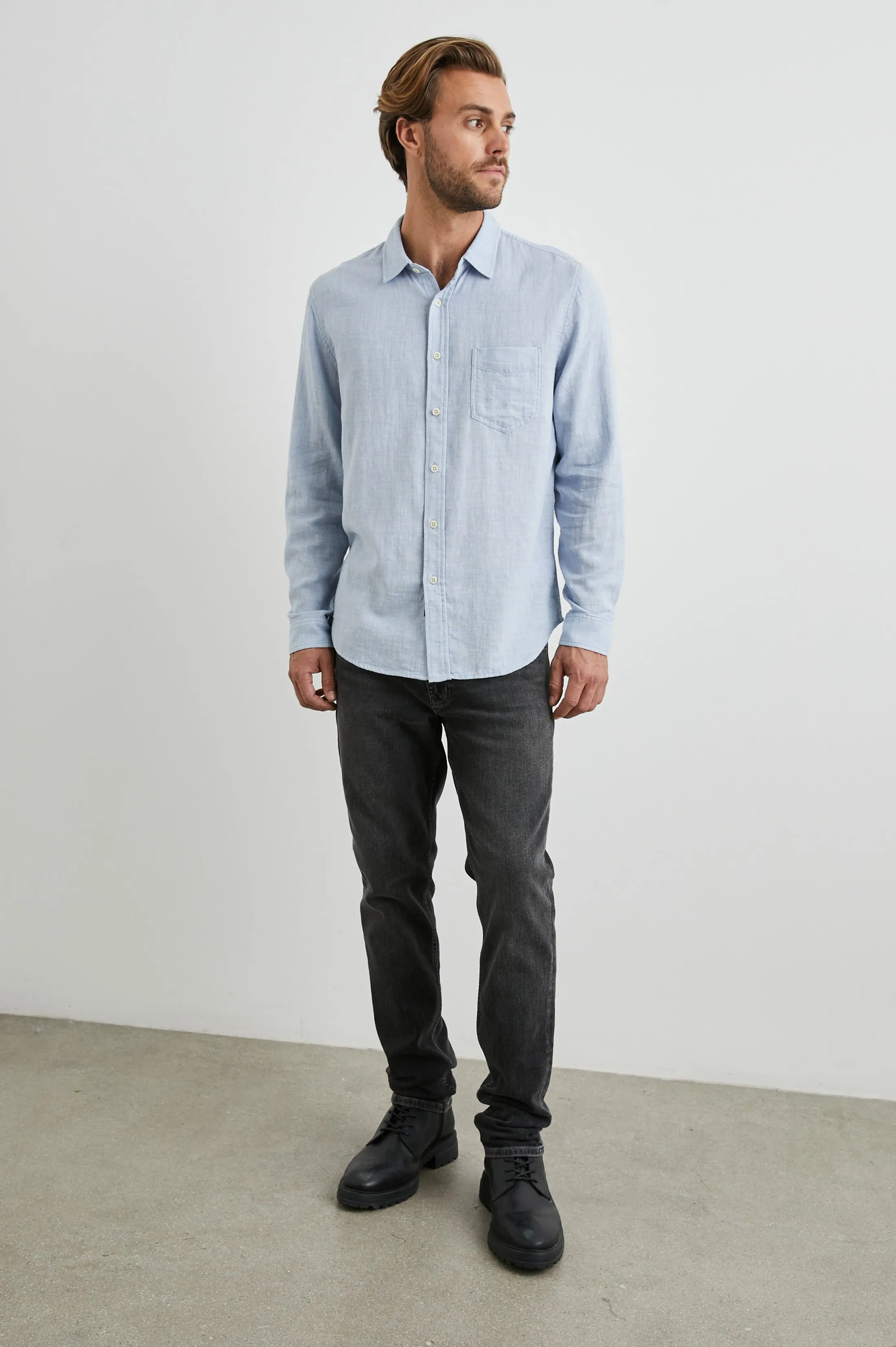WYATT SHIRT - BLUE MELANGE sold by Rails product image thumbnail 3