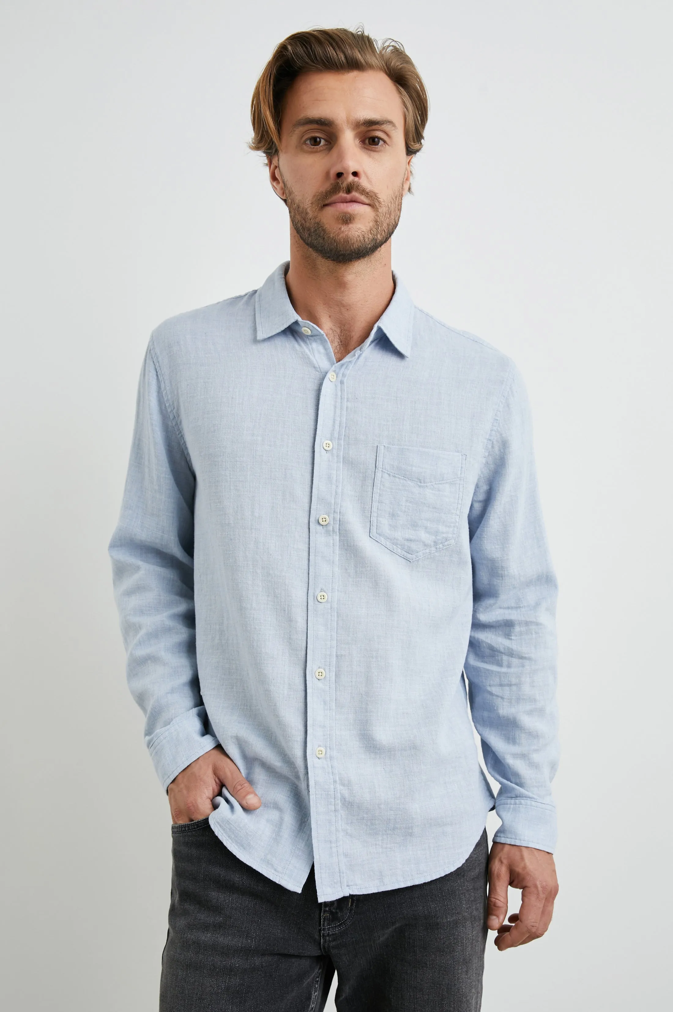 WYATT SHIRT - BLUE MELANGE sold by Rails product image thumbnail 5