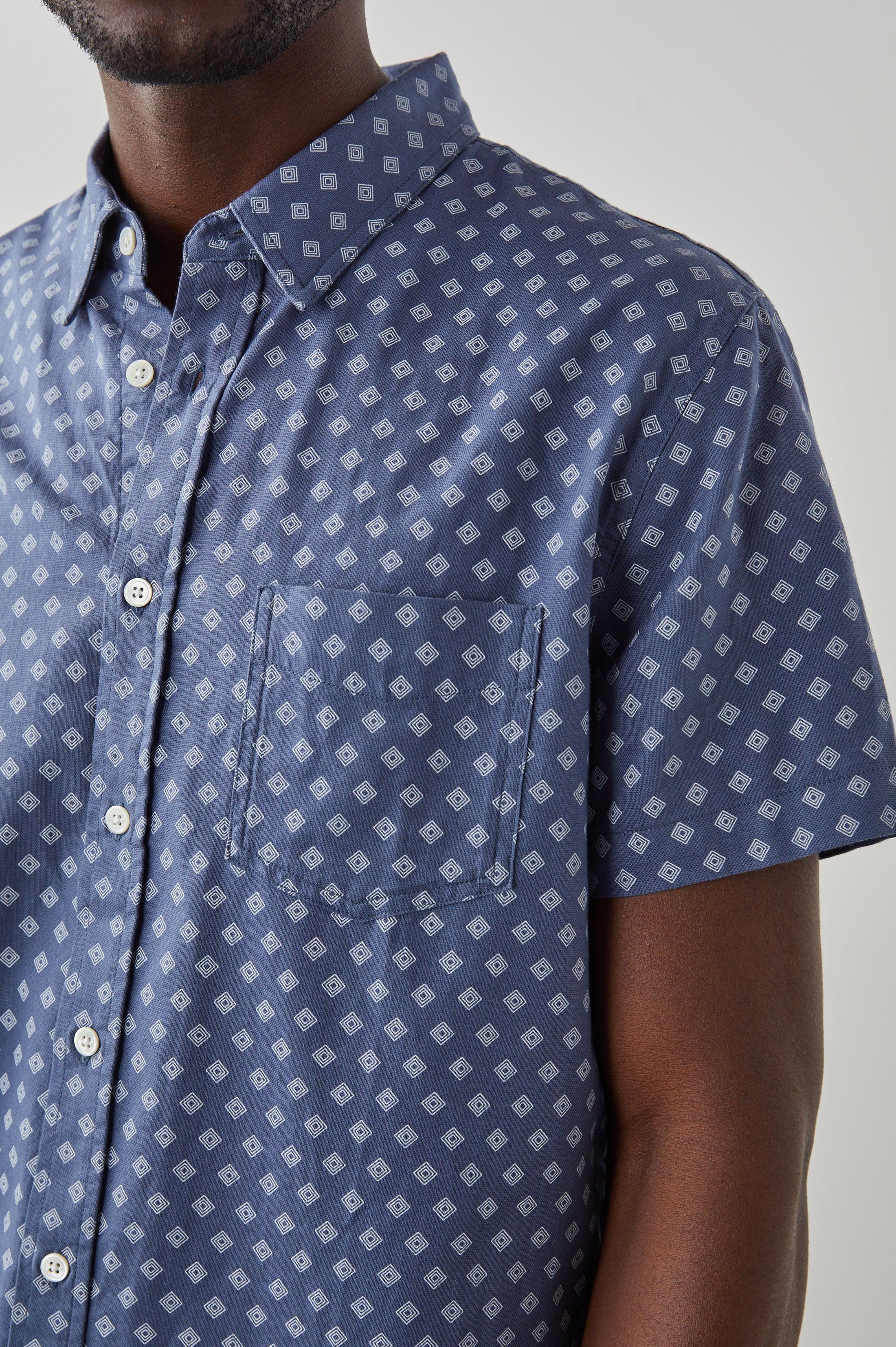 FAIRFAX SHIRT - GEO DIAMOND WHITE BLUE sold by Rails product image thumbnail 2