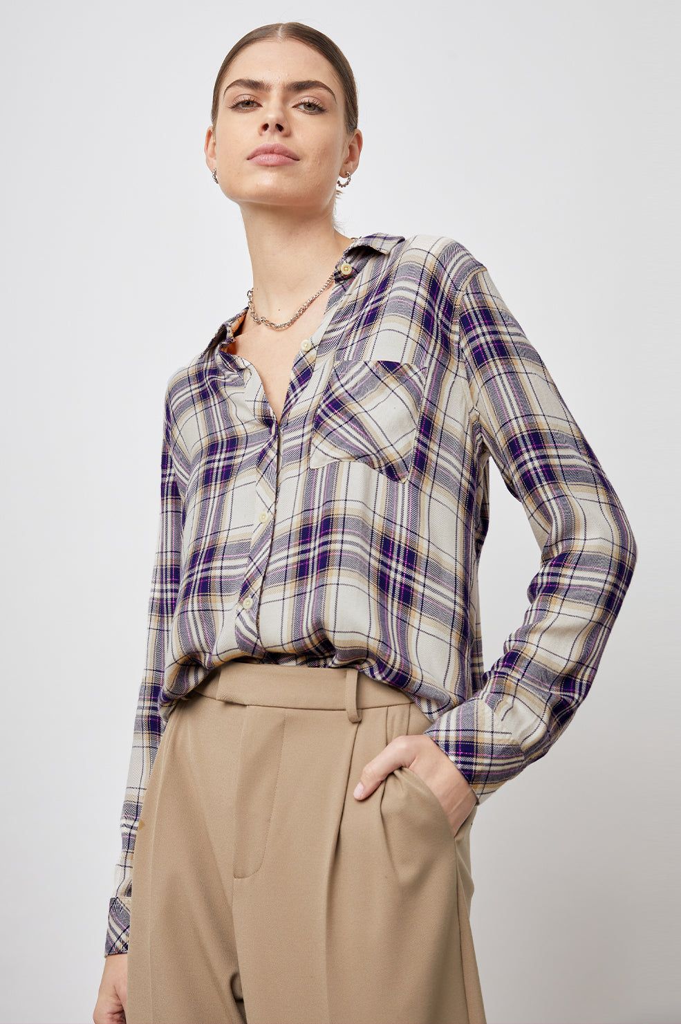 HUNTER SHIRT - STONE NAVY FUCSHIA sold by Rails product image thumbnail 3