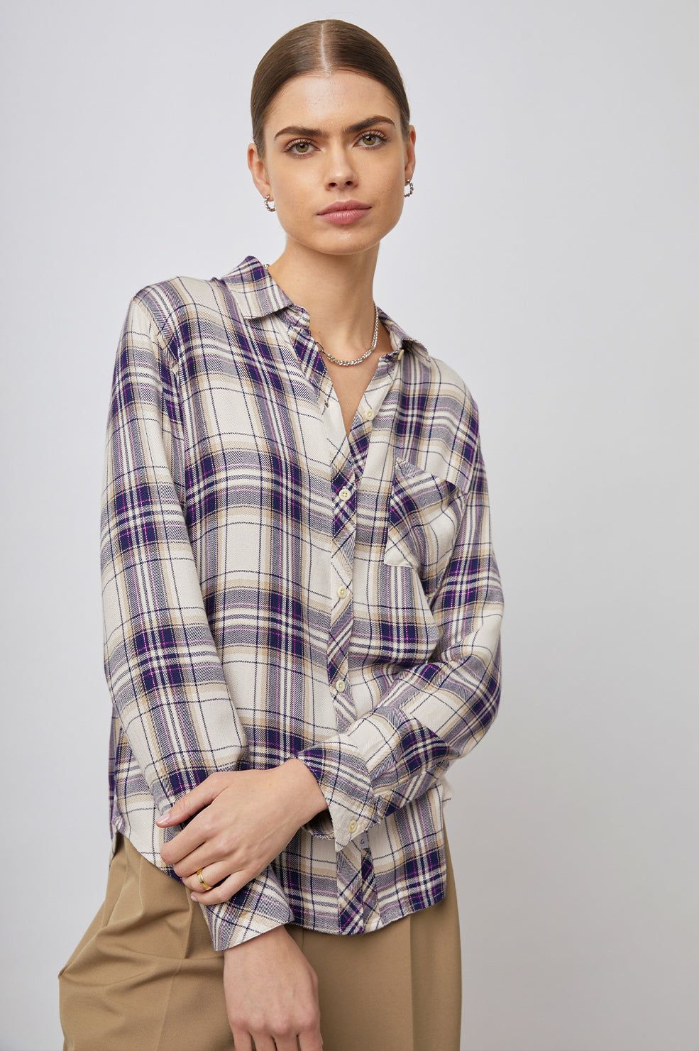 HUNTER SHIRT - STONE NAVY FUCSHIA sold by Rails product image thumbnail 4