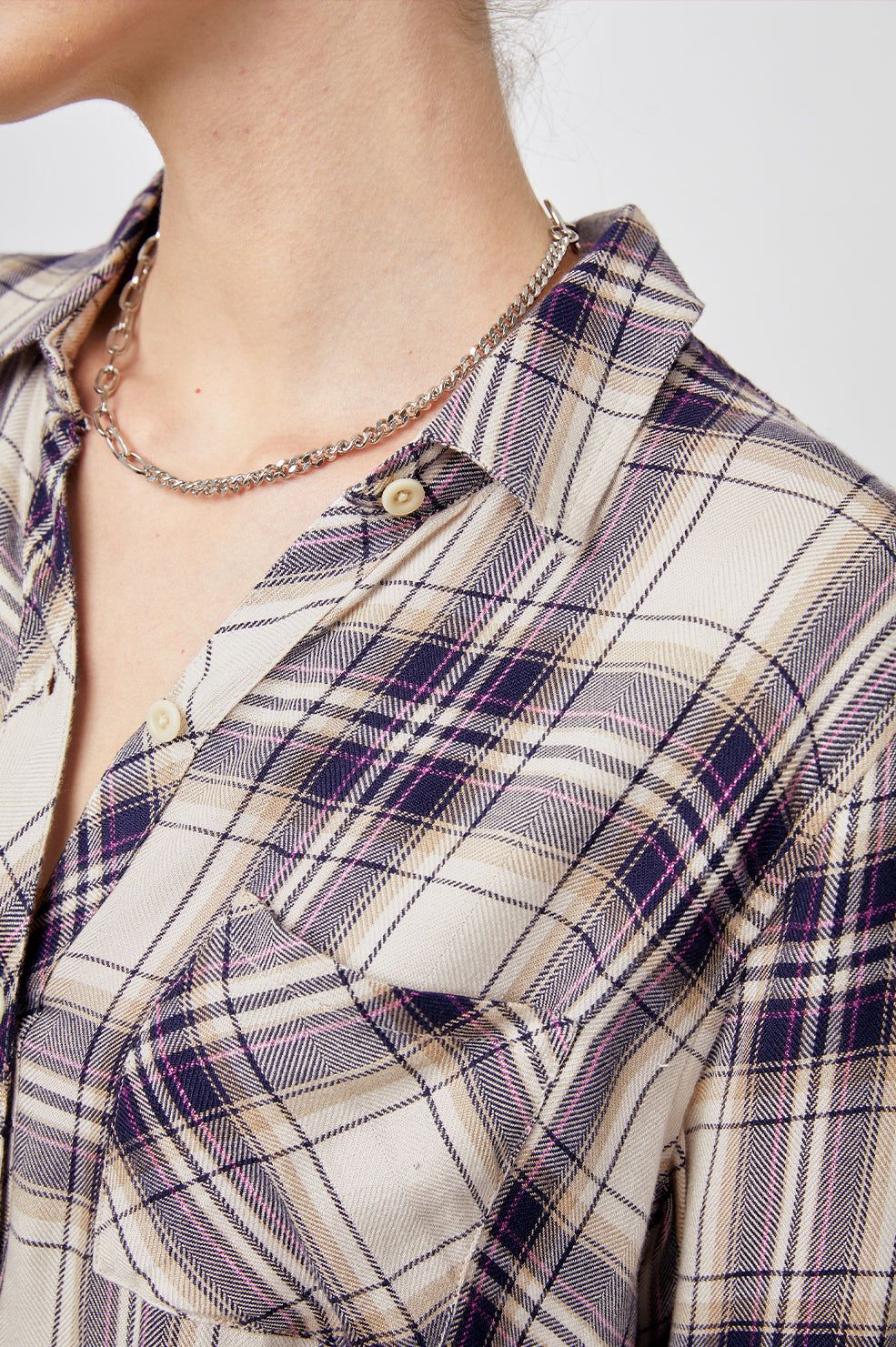 HUNTER SHIRT - STONE NAVY FUCSHIA sold by Rails product image thumbnail 2