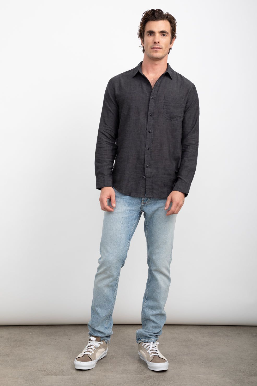 WYATT SHIRT - BLACK CHAMBRAY sold by Rails
