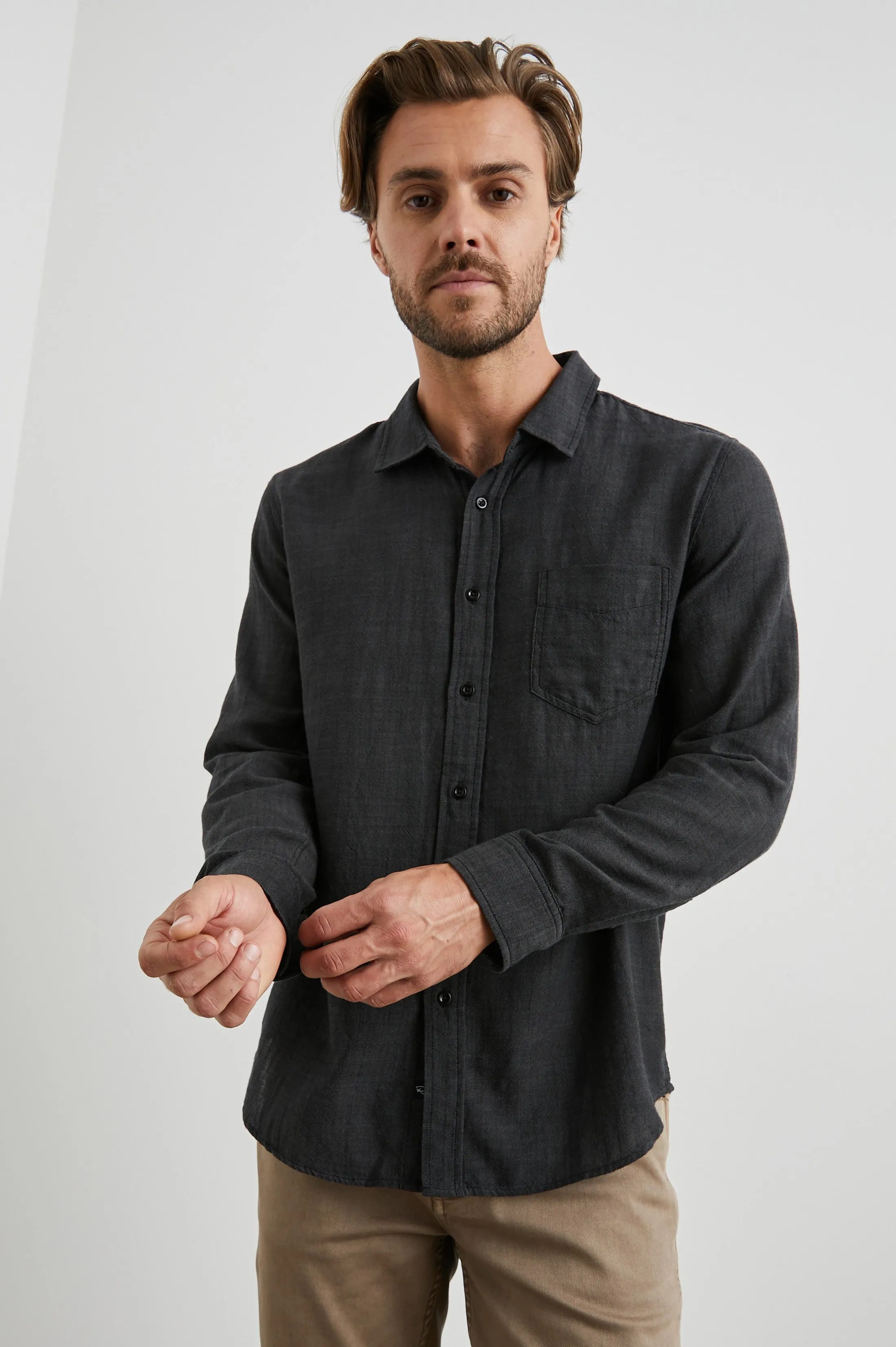 WYATT SHIRT - BLACK CHAMBRAY sold by Rails