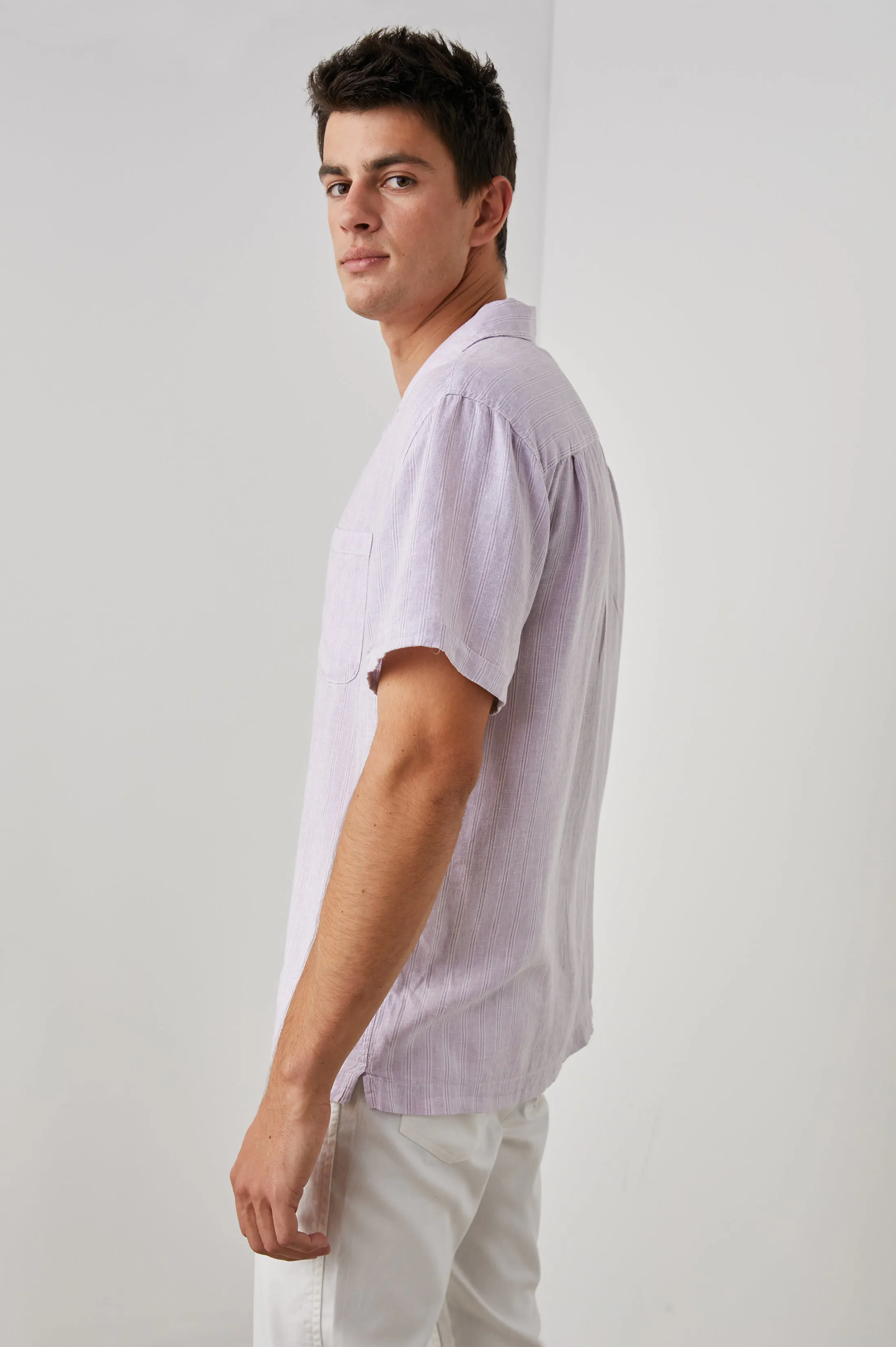 WAIMEA SHIRT - LAVENDER WHITE STRIPE sold by Rails product image thumbnail 5