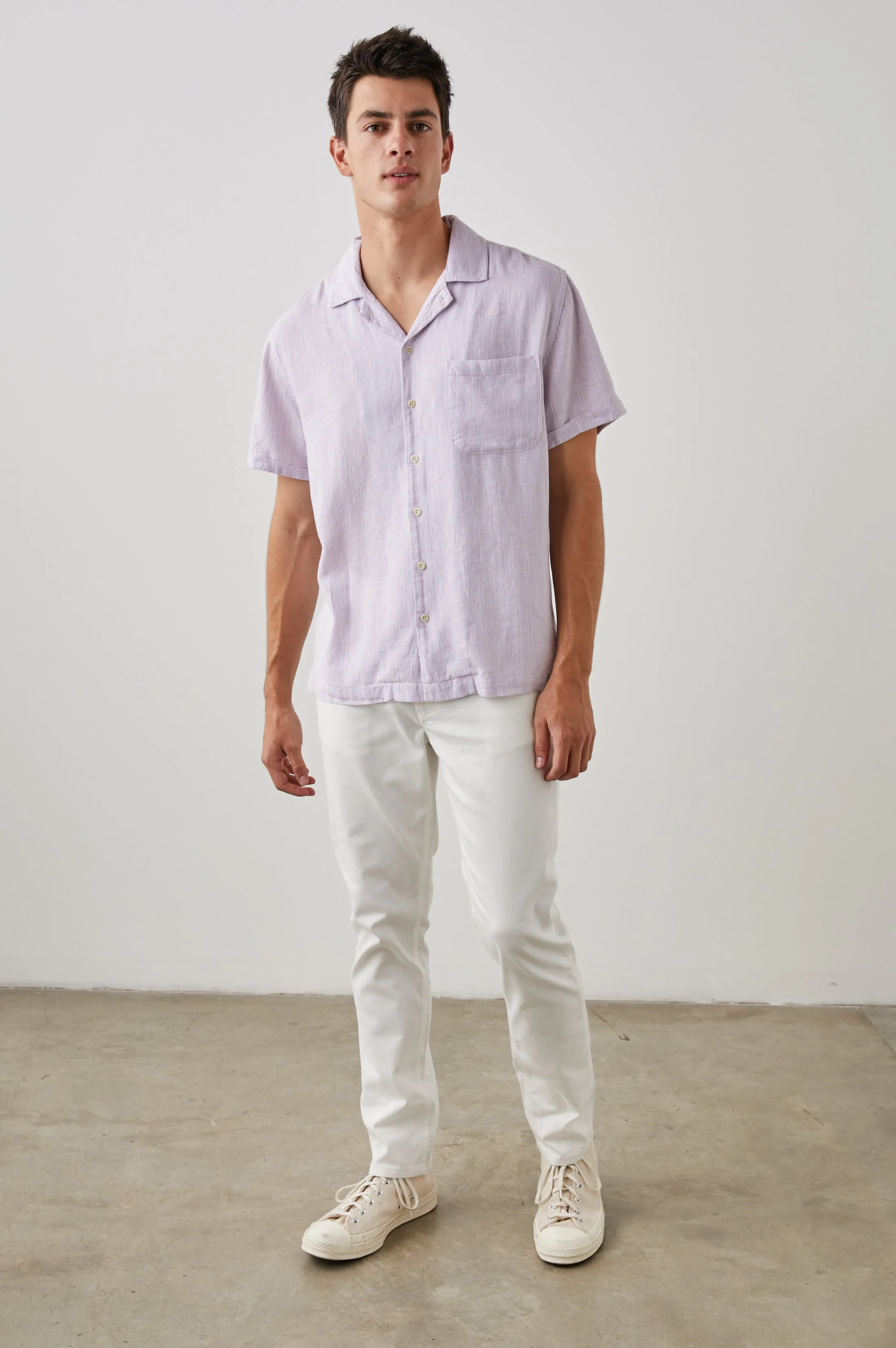 WAIMEA SHIRT - LAVENDER WHITE STRIPE sold by Rails product image thumbnail 4