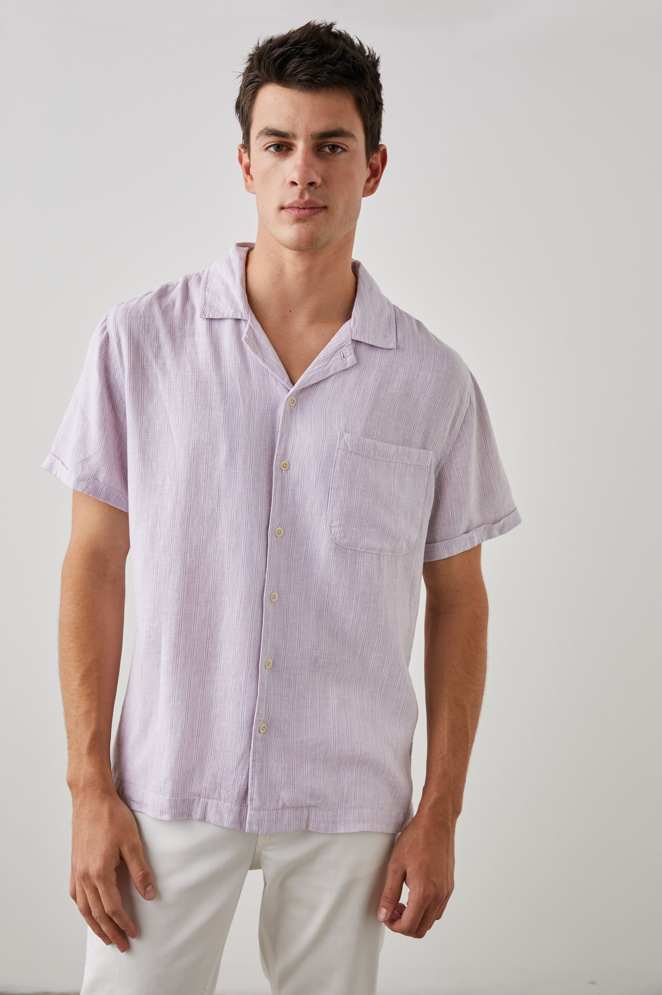 WAIMEA SHIRT - LAVENDER WHITE STRIPE sold by Rails