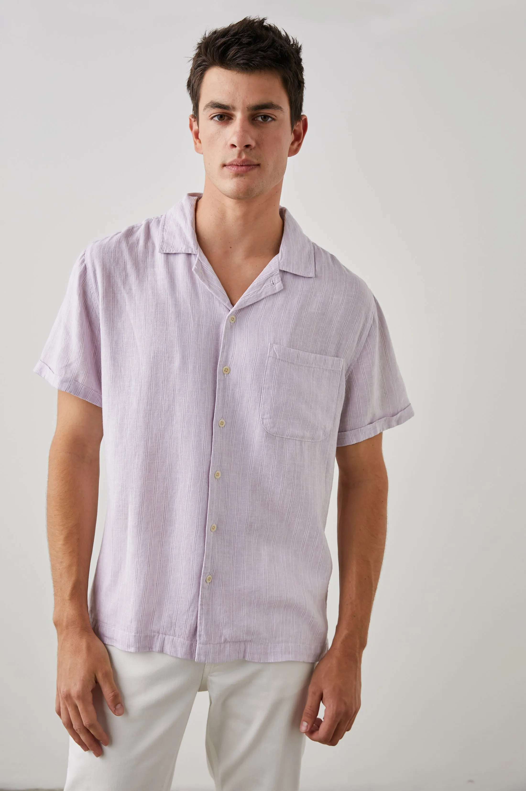 WAIMEA SHIRT - LAVENDER WHITE STRIPE sold by Rails