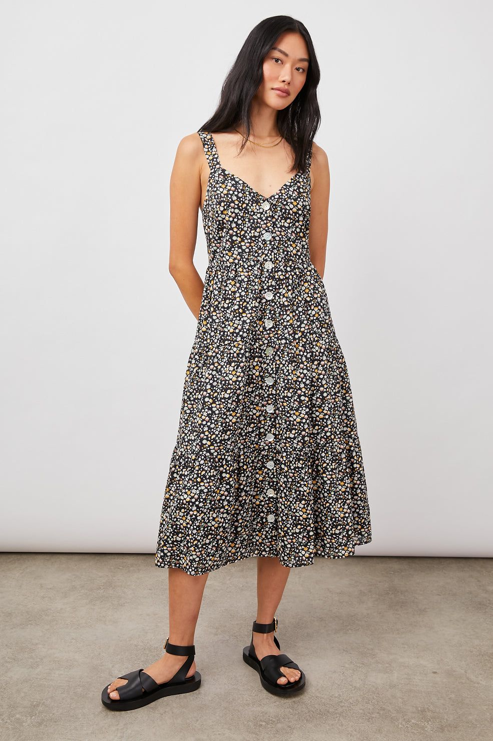 VIOLET DRESS - BLACK MINI FLORAL sold by Rails