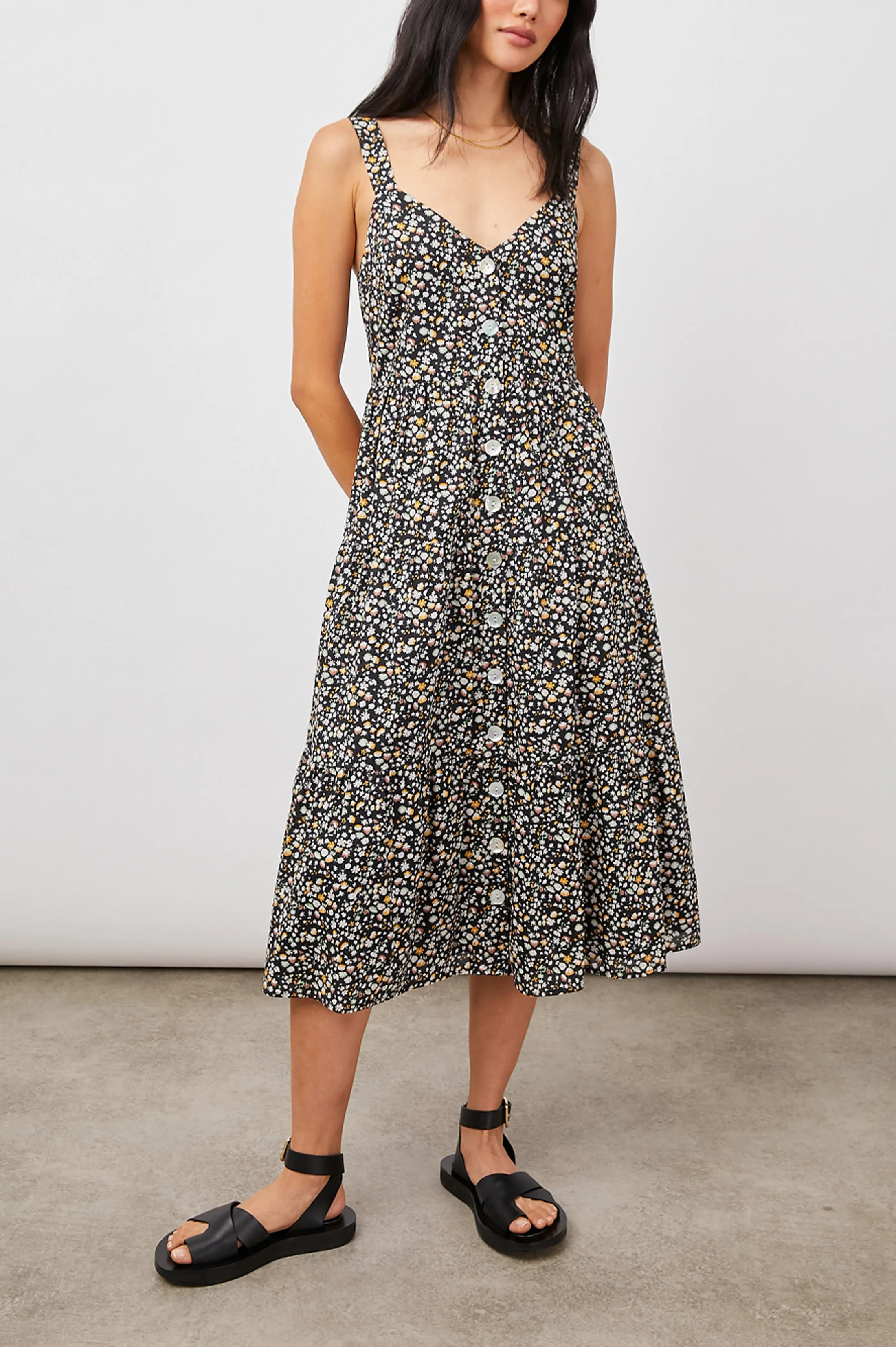 VIOLET DRESS - BLACK MINI FLORAL sold by Rails