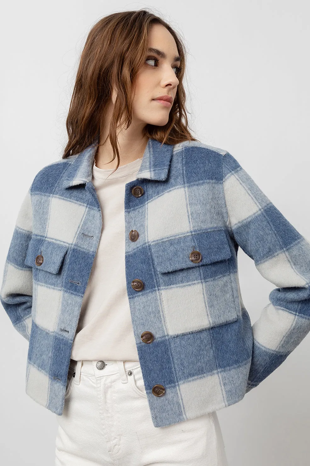 STEFFI JACKET - BLUE BUFFALO CHECK sold by Rails