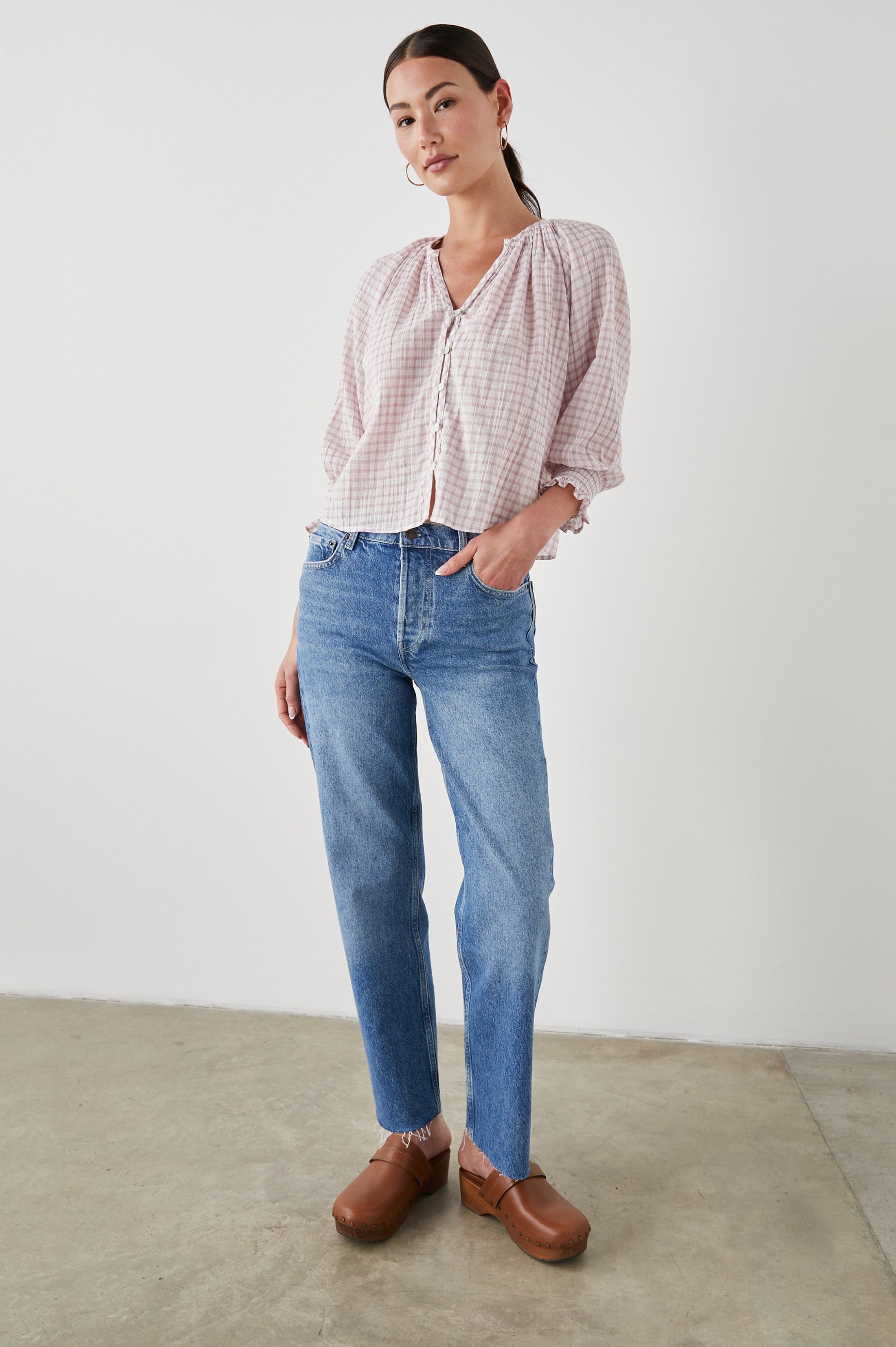 MARIAH TOP - SOFT ROSE CHECK sold by Rails product image thumbnail 3