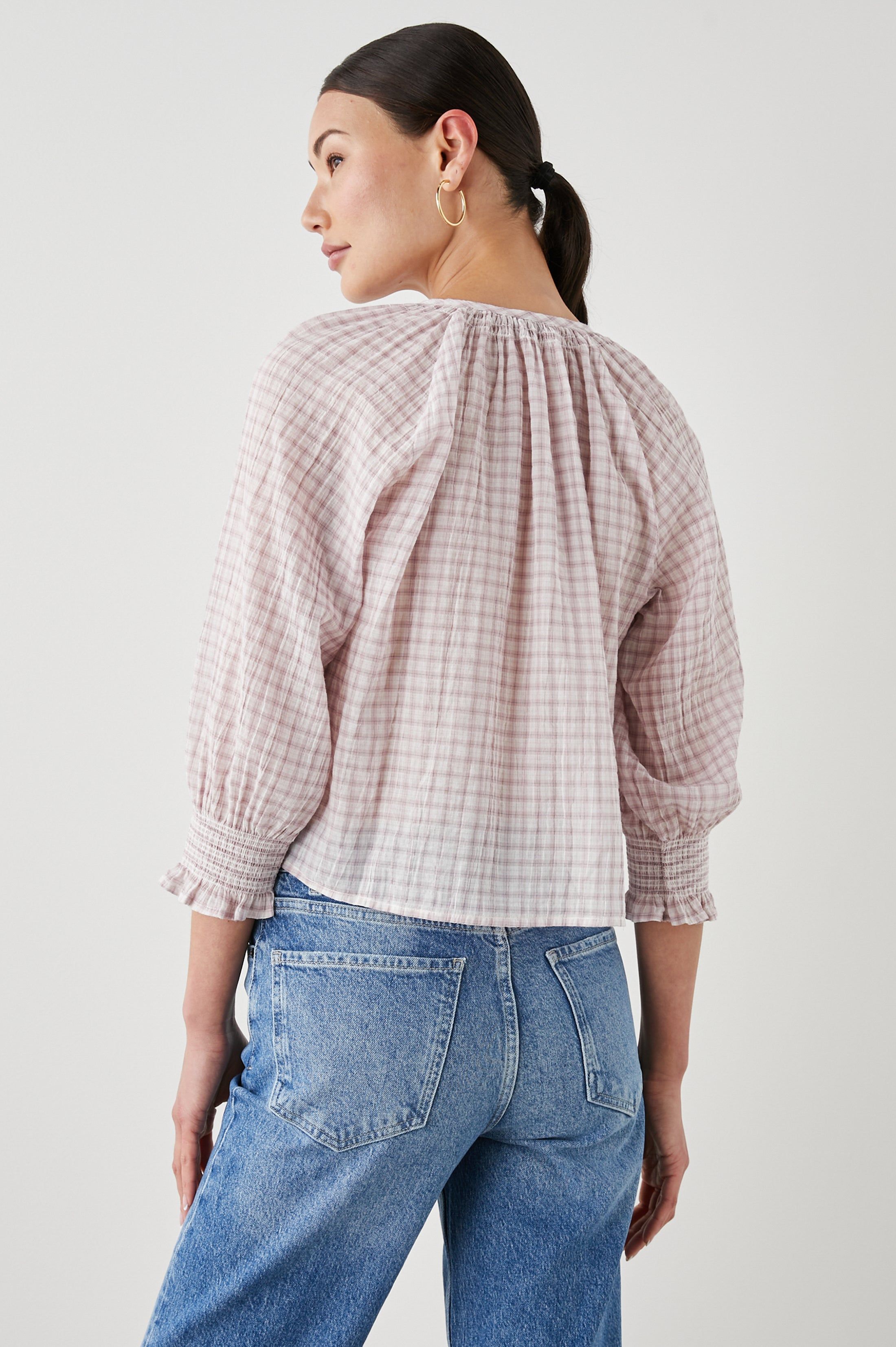 MARIAH TOP - SOFT ROSE CHECK sold by Rails product image thumbnail 4