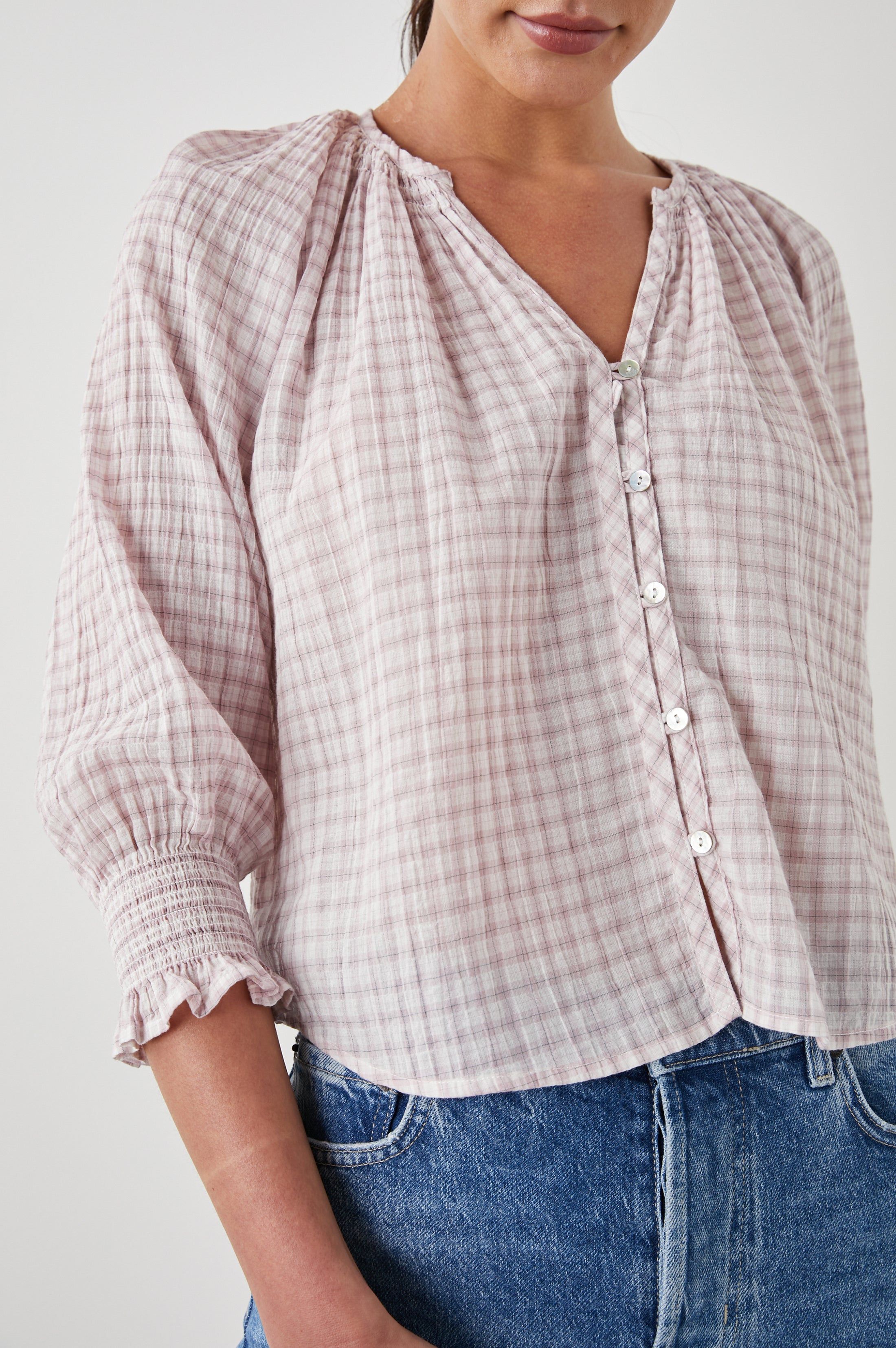 MARIAH TOP - SOFT ROSE CHECK sold by Rails product image thumbnail 2