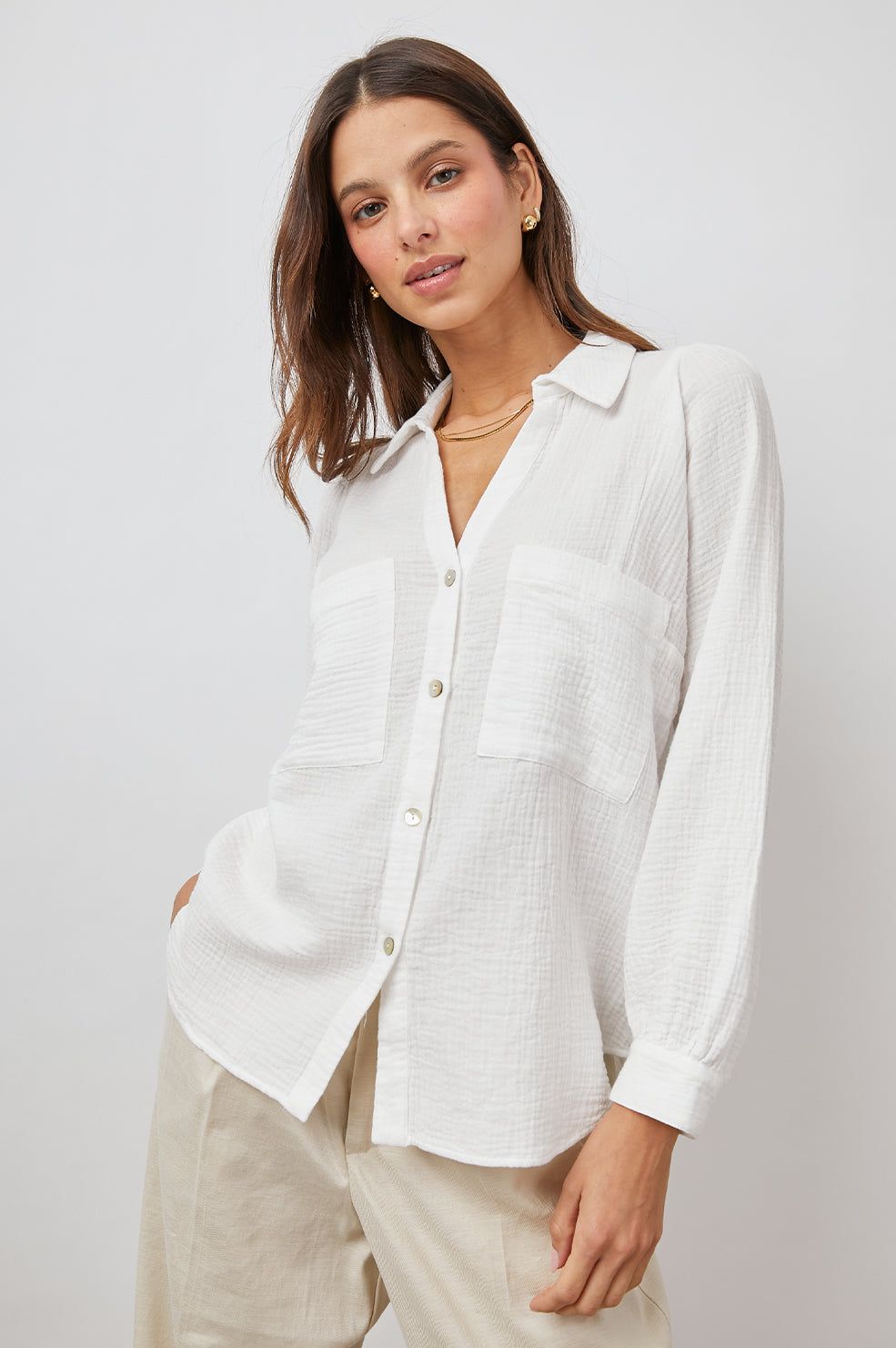 LAUREN SHIRT - WHITE sold by Rails