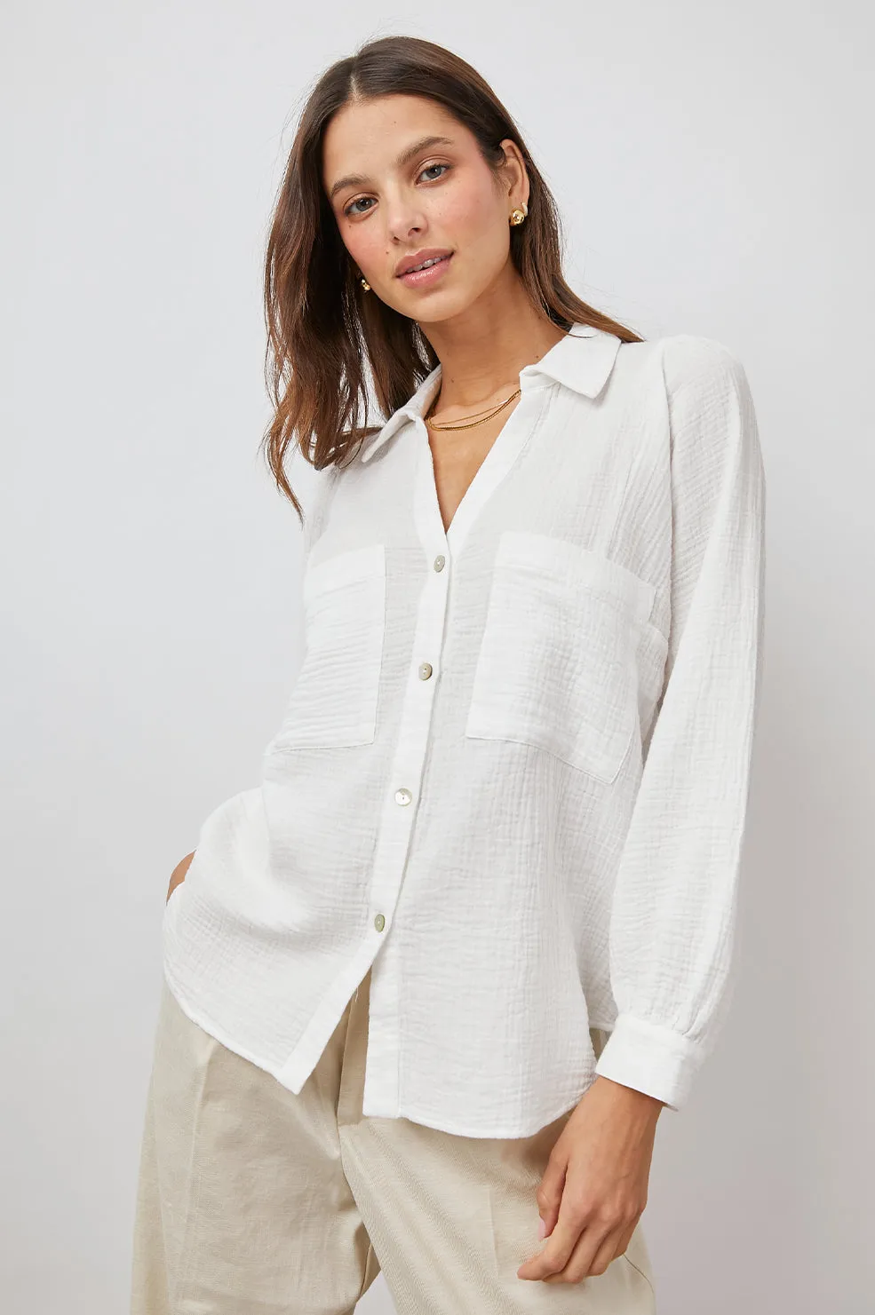 LAUREN SHIRT - WHITE sold by Rails