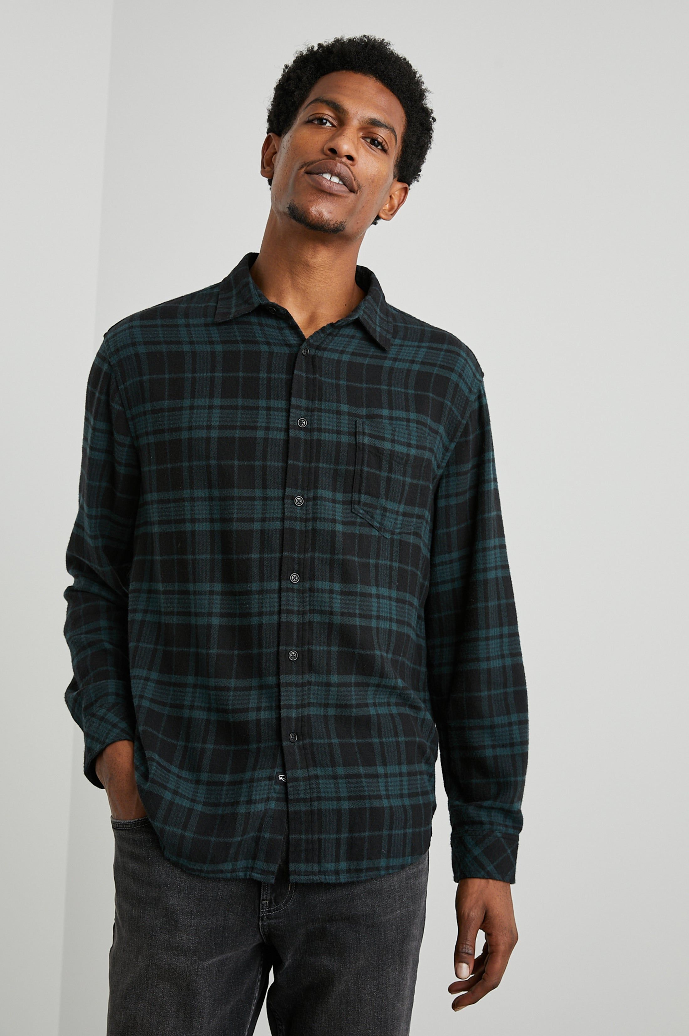 LENNOX SHIRT - EMERALD SHADOW sold by Rails