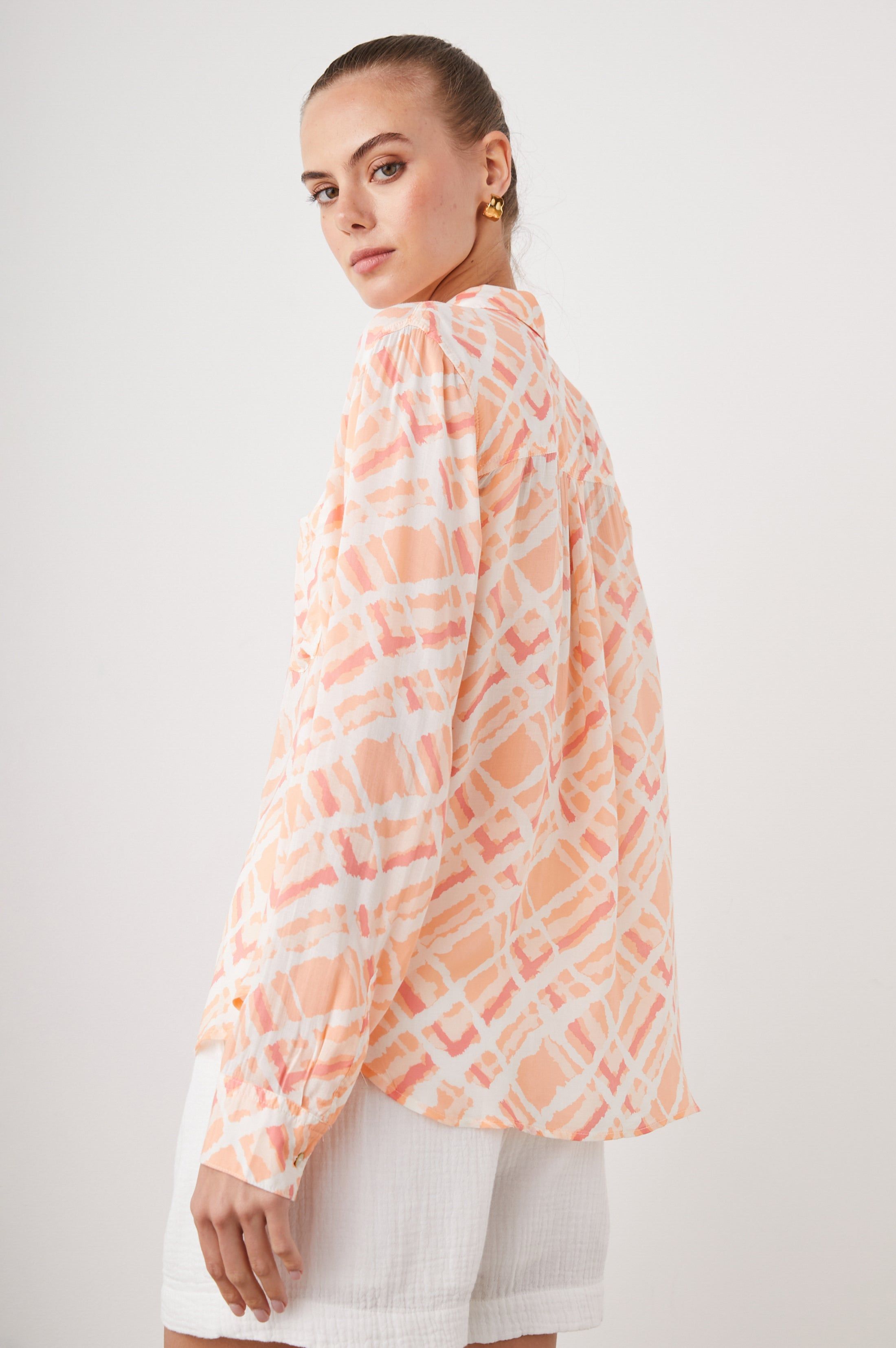 JOSEPHINE SHIRT - PEACH WATERCOLOR PLAID sold by Rails product image thumbnail 5