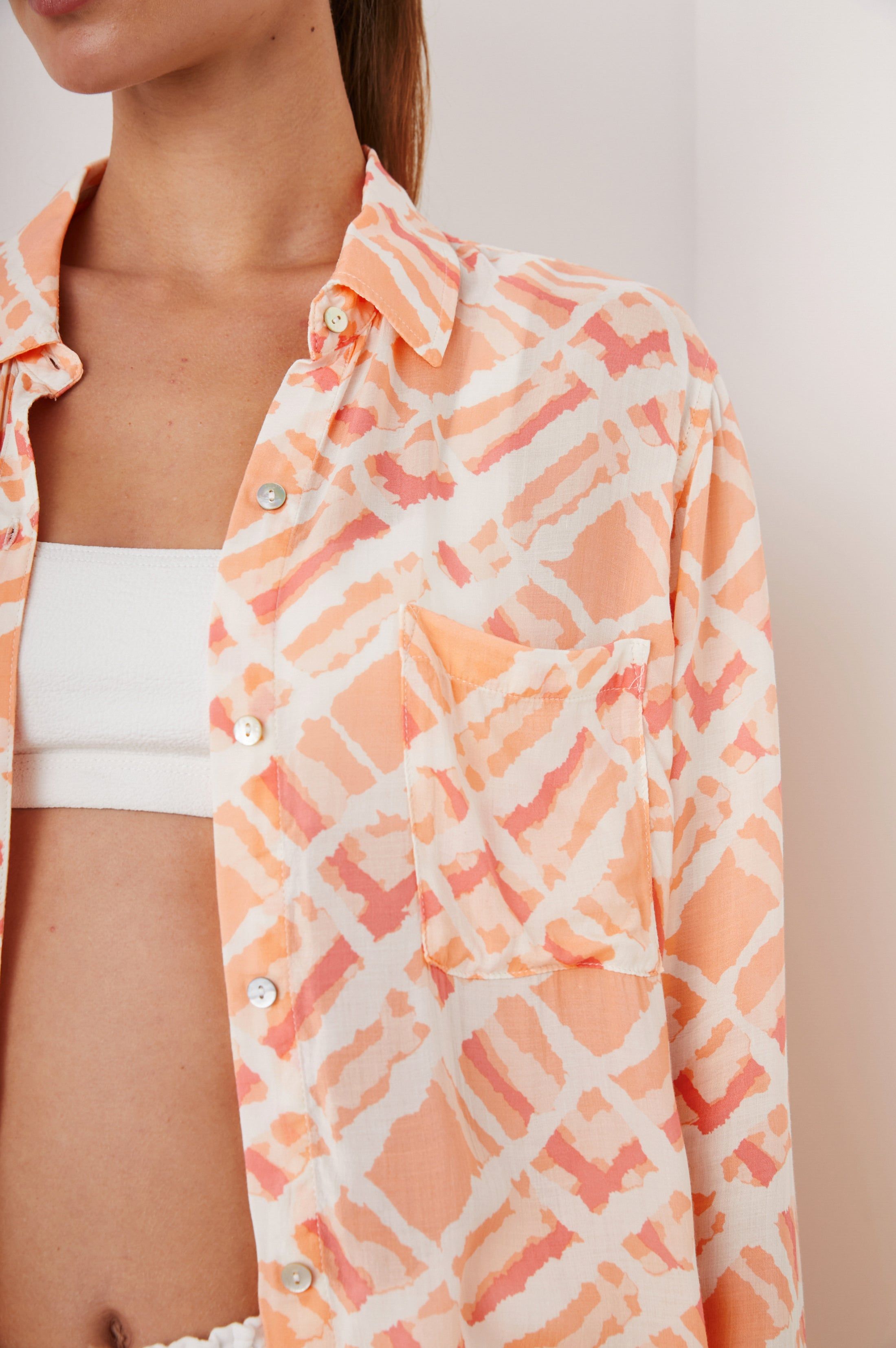 JOSEPHINE SHIRT - PEACH WATERCOLOR PLAID sold by Rails product image thumbnail 2