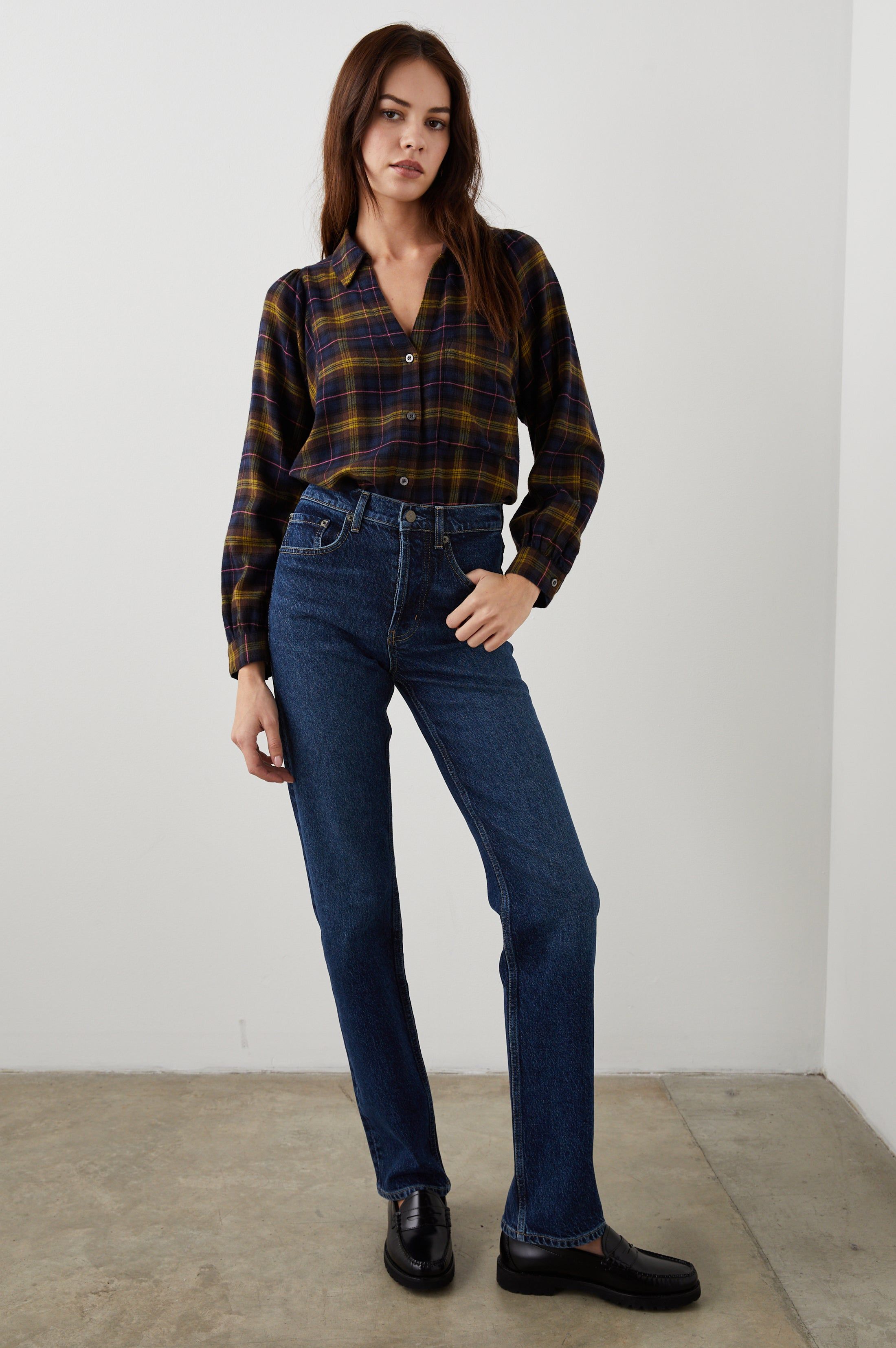 LAUREN SHIRT - NAVY HAZELNUT PINK sold by Rails product image thumbnail 3