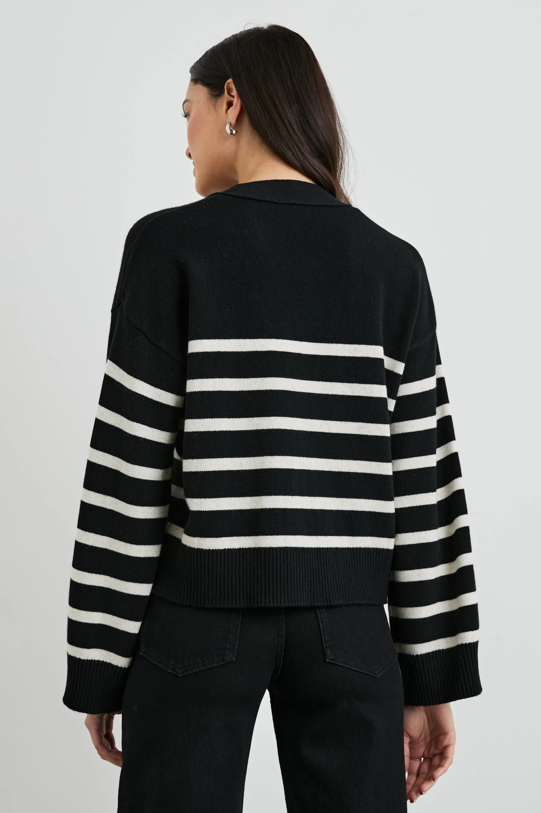 GENEVA CARDIGAN - BLACK OATMEAL STRIPES sold by Rails product image thumbnail 5