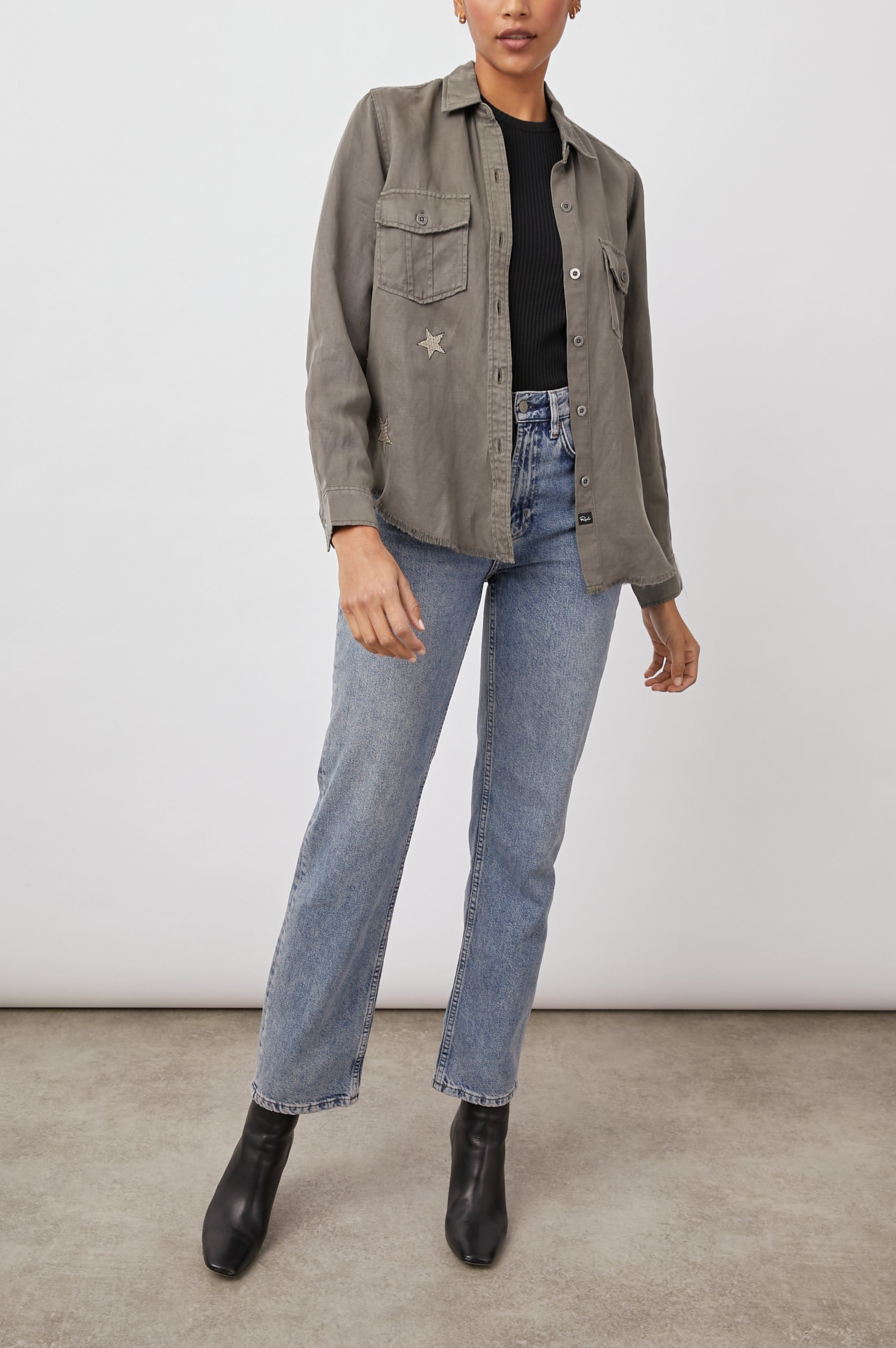 LOREN SHIRT JACKET - OLIVE GOLD STAR EMBROIDERY sold by Rails product image thumbnail 3