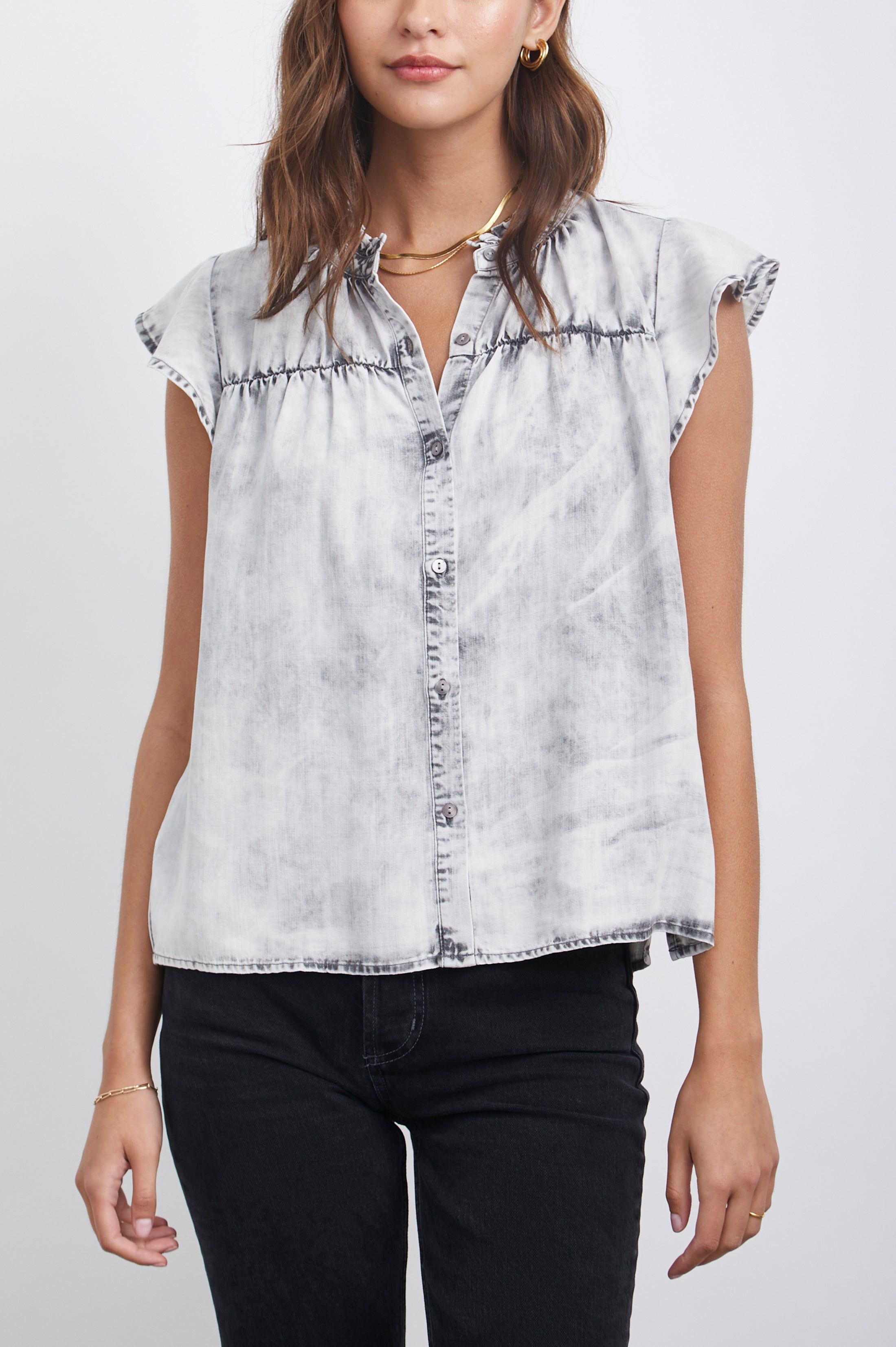 RUTHIE TOP - CHARCOAL CLOUD WASH sold by Rails