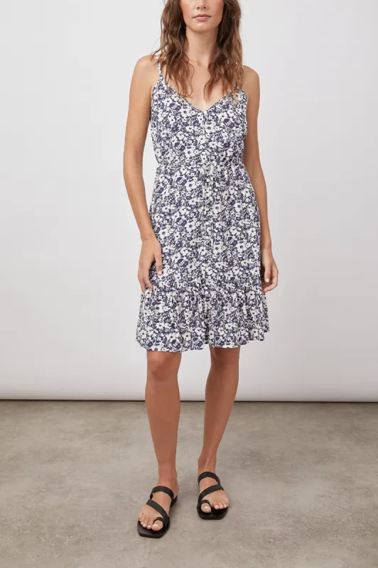 ELEANOR DRESS - NAVY WHITE TEXTURE FLORAL sold by Rails