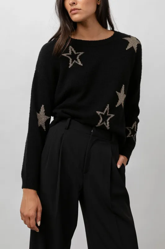 PERCI SWEATER - BLACK GOLD STARS sold by Rails