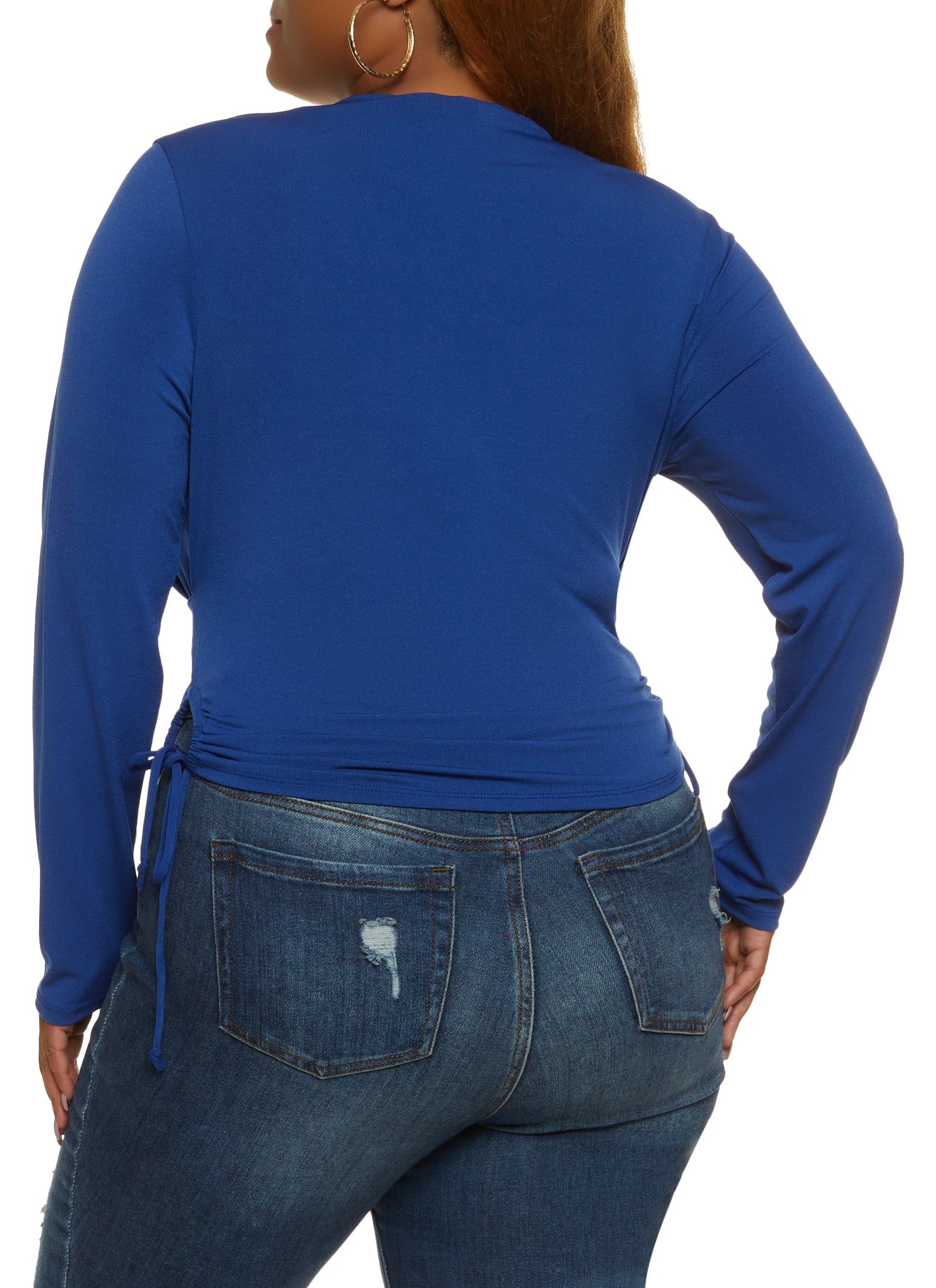 Plus Size Faux Wrap Keyhole Ruched Side Top sold by Rainbow product image thumbnail 2