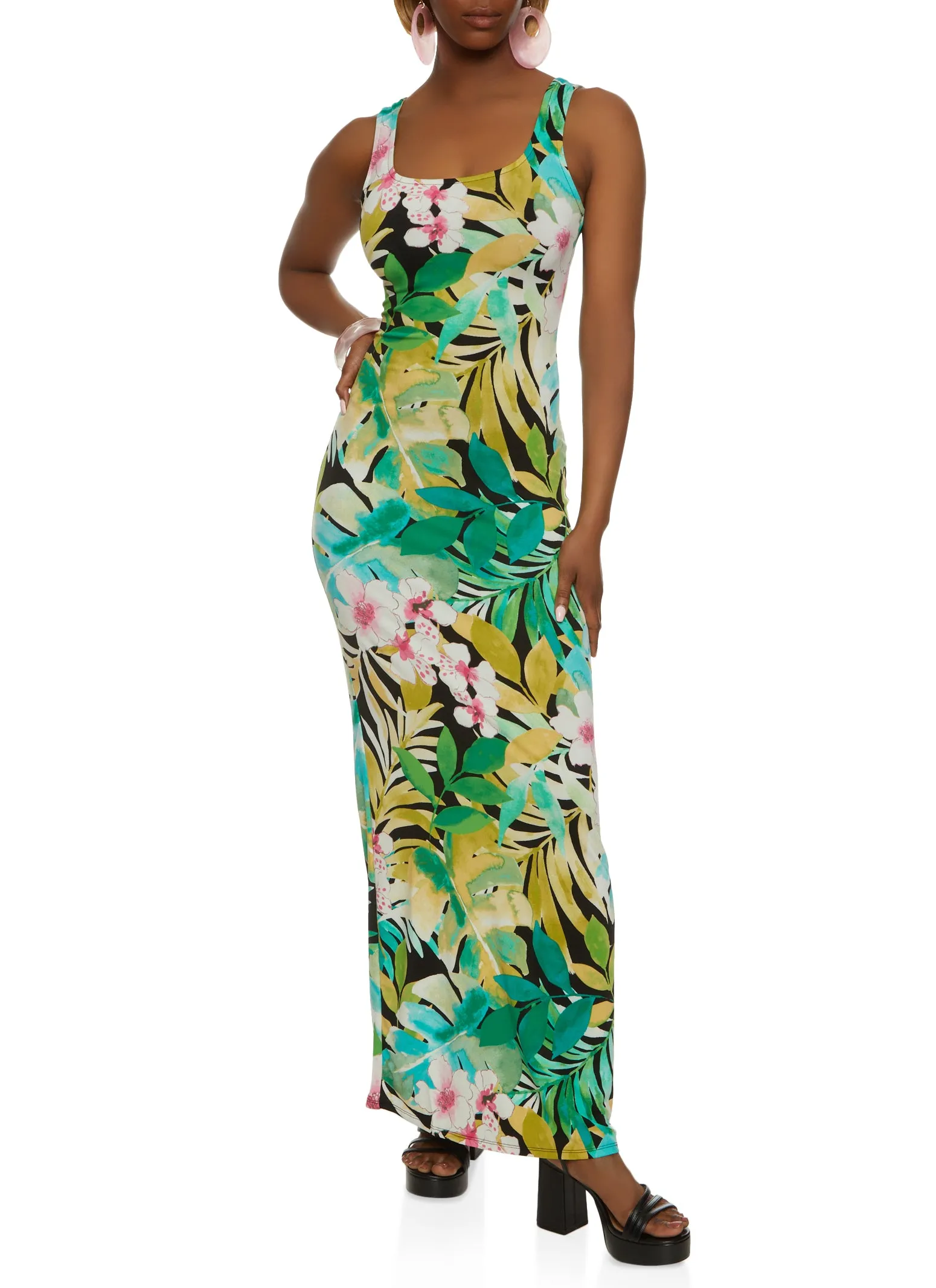 Haute Monde Tropical Floral Print Maxi Tank Dress sold by Rainbow product image thumbnail 2