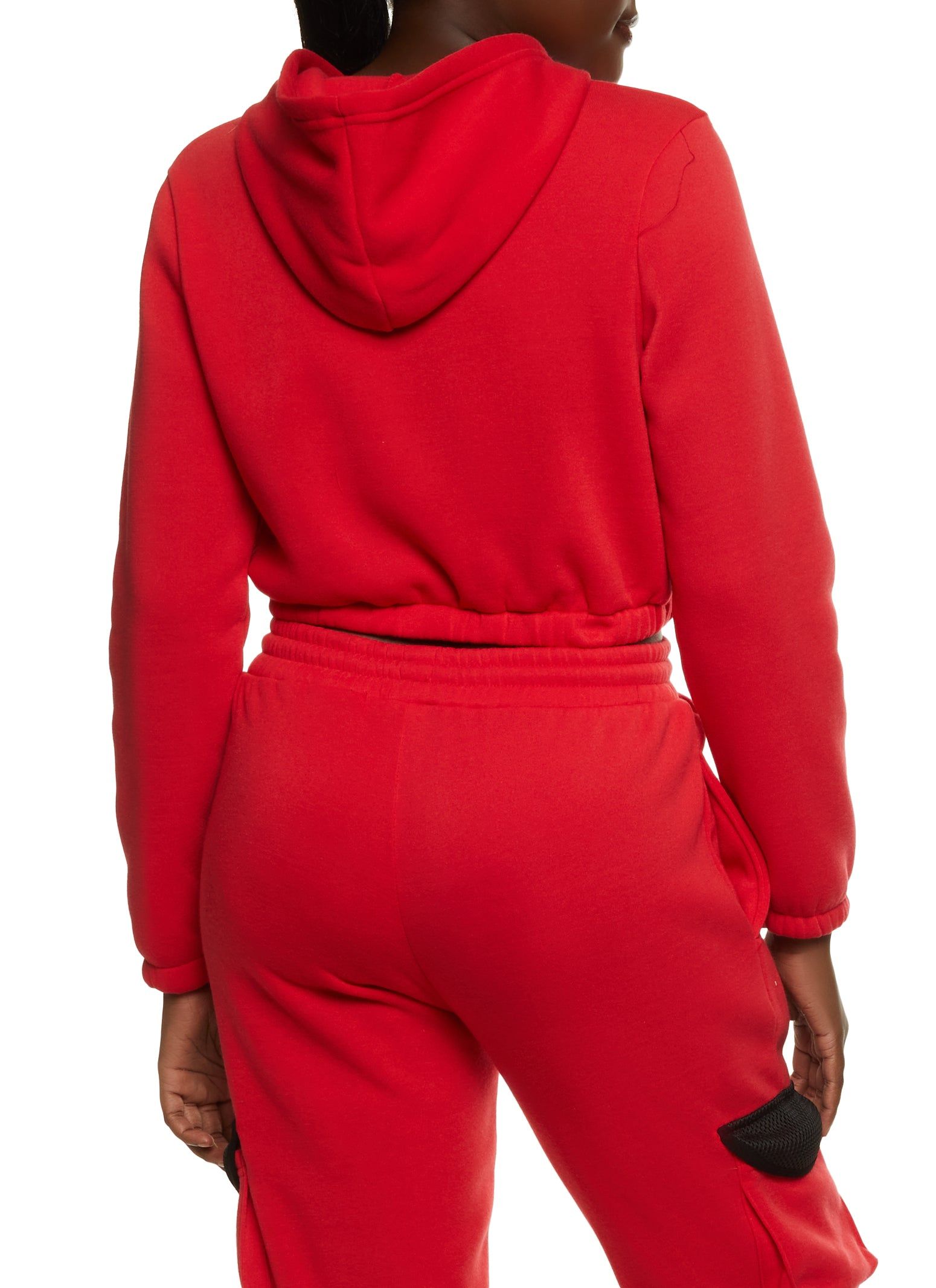 Fleece Cargo Pocket Cropped Hoodie sold by Rainbow product image thumbnail 3
