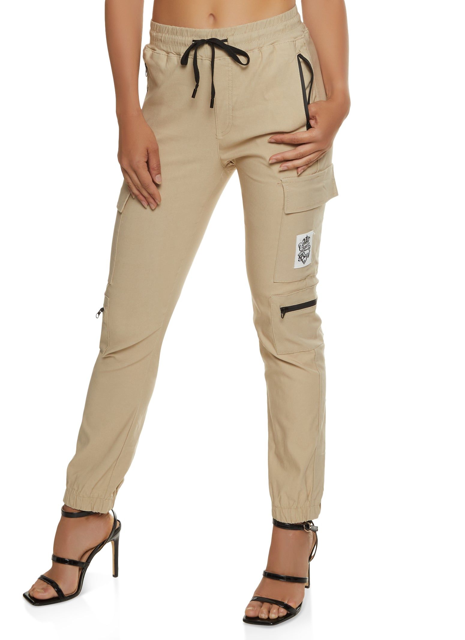 Zip Pocket Drawstring Cargo Joggers sold by Rainbow