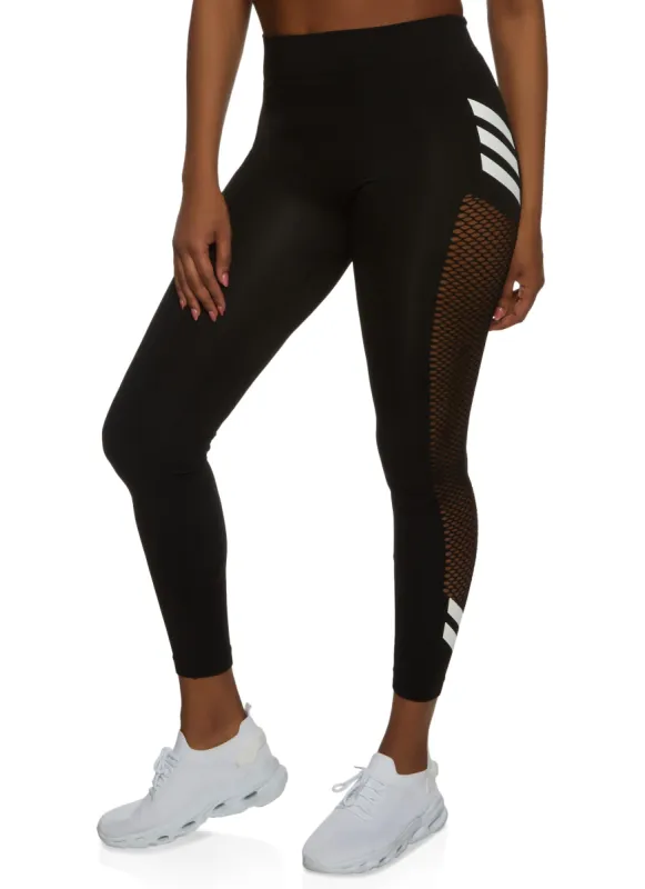 Side Fishnet Stripe Leggings sold by Rainbow