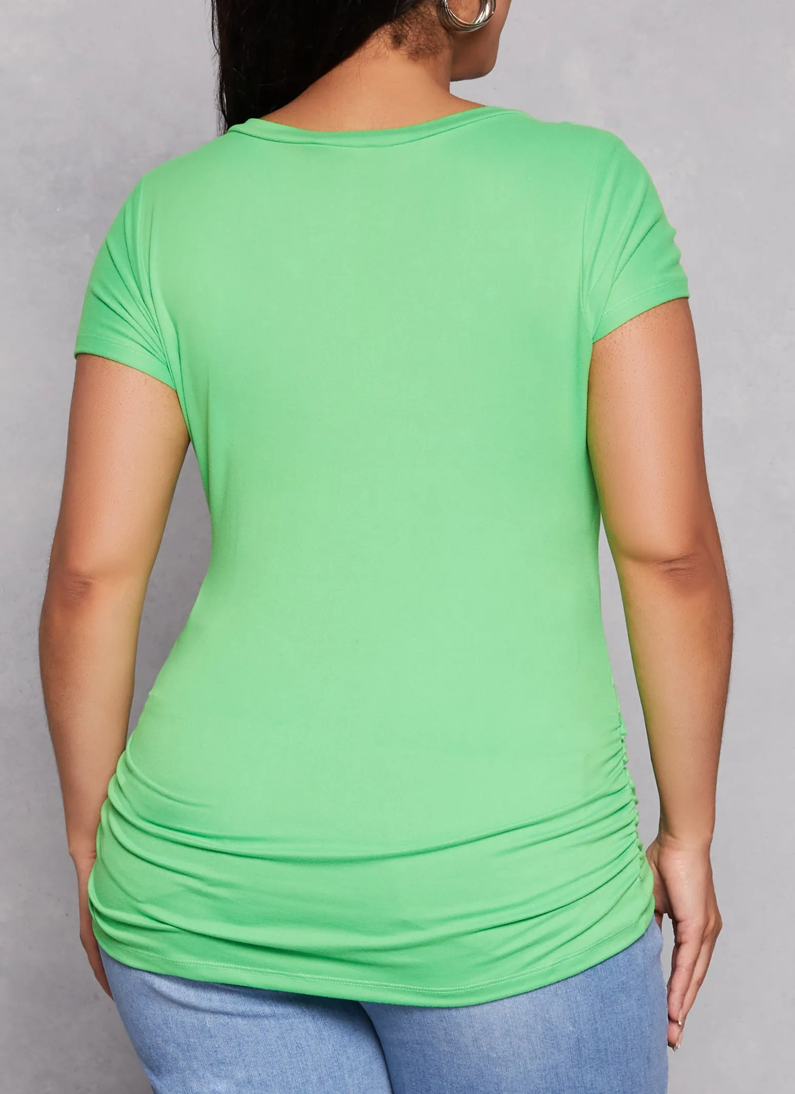 Plus Size Basic V Neck Ruched Side Tee sold by Rainbow product image thumbnail 3
