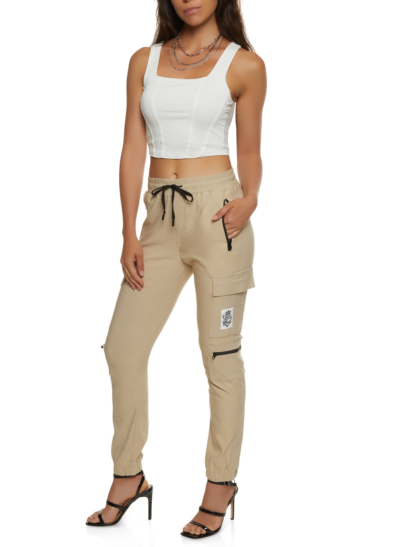 Zip Pocket Drawstring Cargo Joggers sold by Rainbow product image thumbnail 2