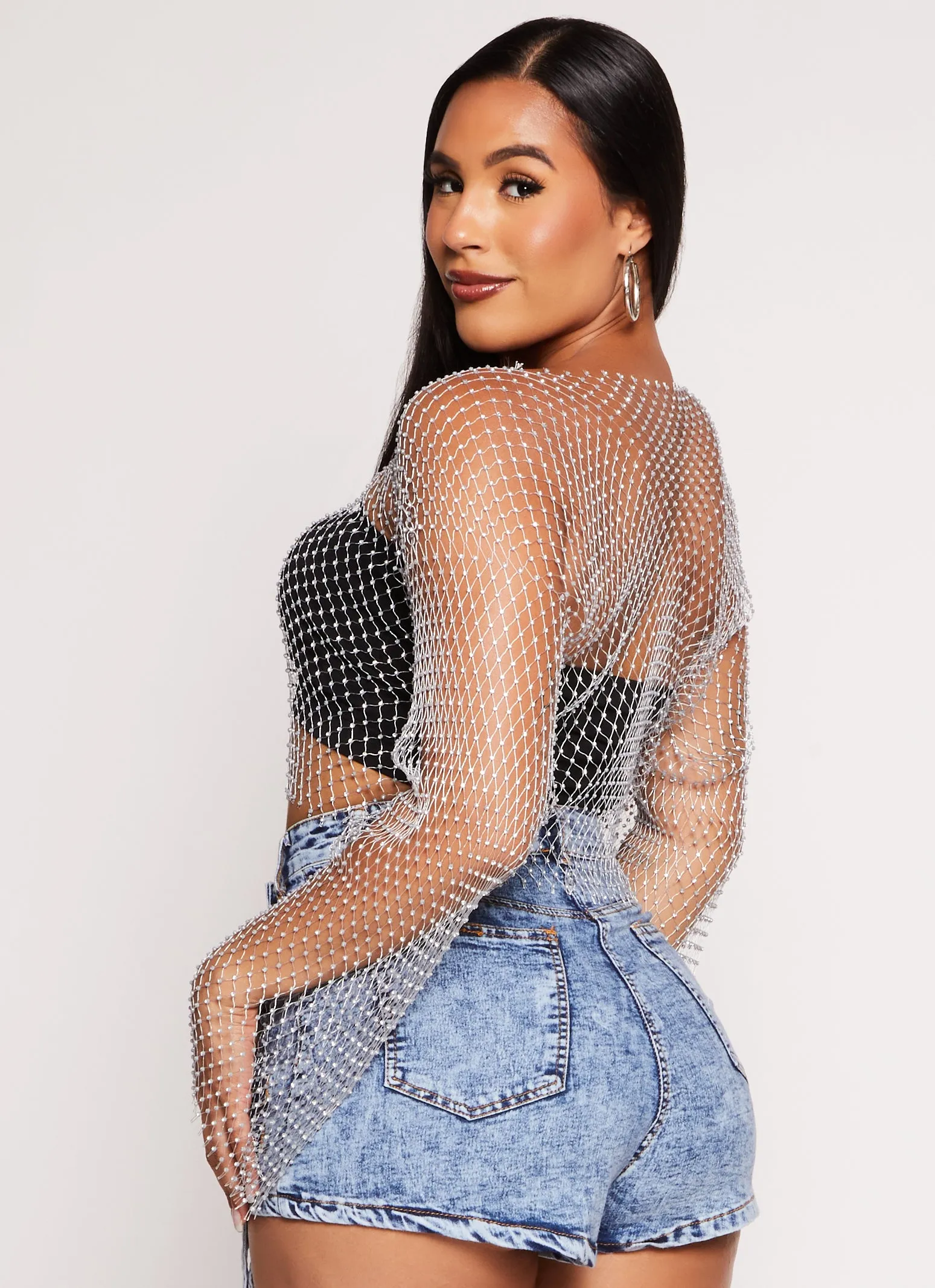 Rhinestone Fishnet Crop Top sold by Rainbow product image thumbnail 3