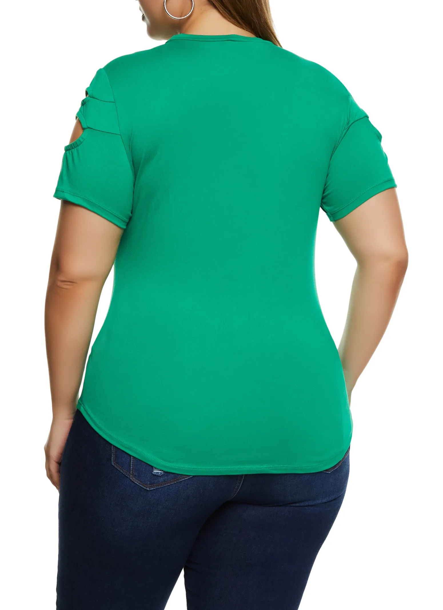 Plus Size Cut Out Crew Neck T Shirt sold by Rainbow product image thumbnail 3