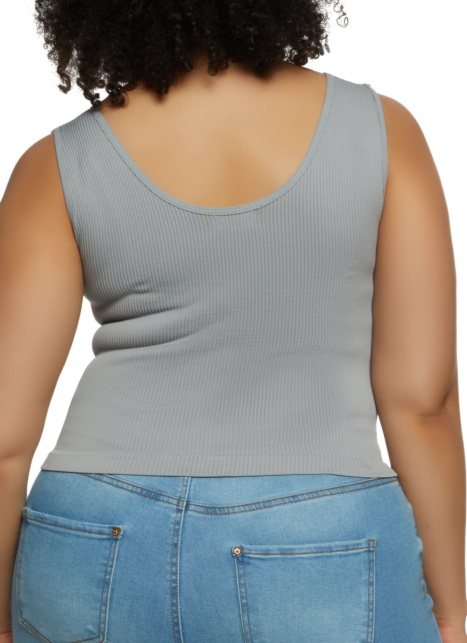 Plus Size Ribbed V Neck Tank Top sold by Rainbow product image thumbnail 2
